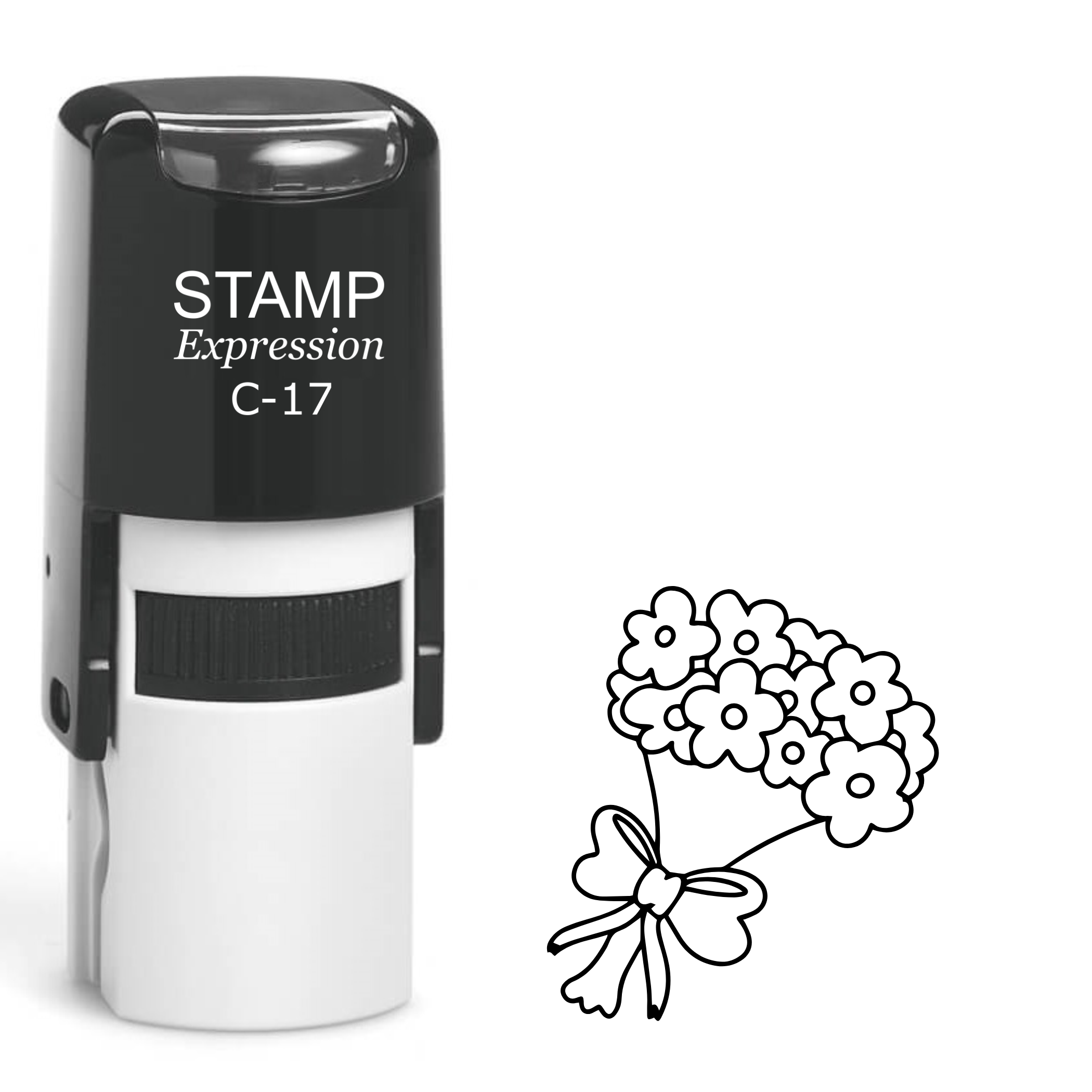 Flower bouquet outline Self Inking Rubber Stamp (SH-64326)