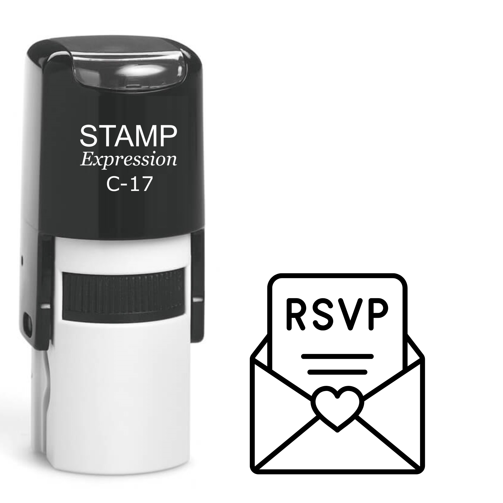 RSVP letter inside the envelope with heart Self Inking Rubber Stamp (SH-64336)