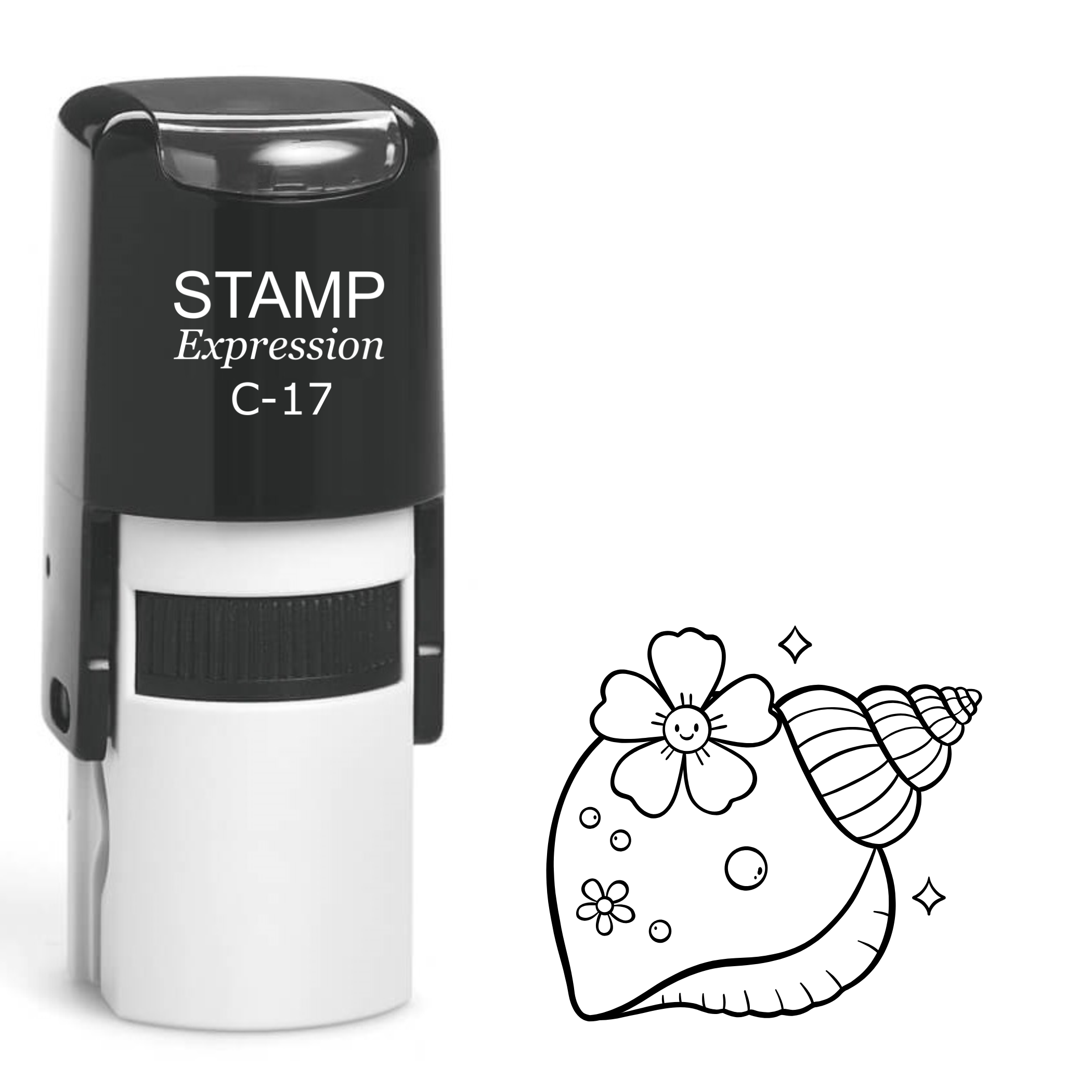 Seashell with flower Self Inking Rubber Stamp (SH-64347)