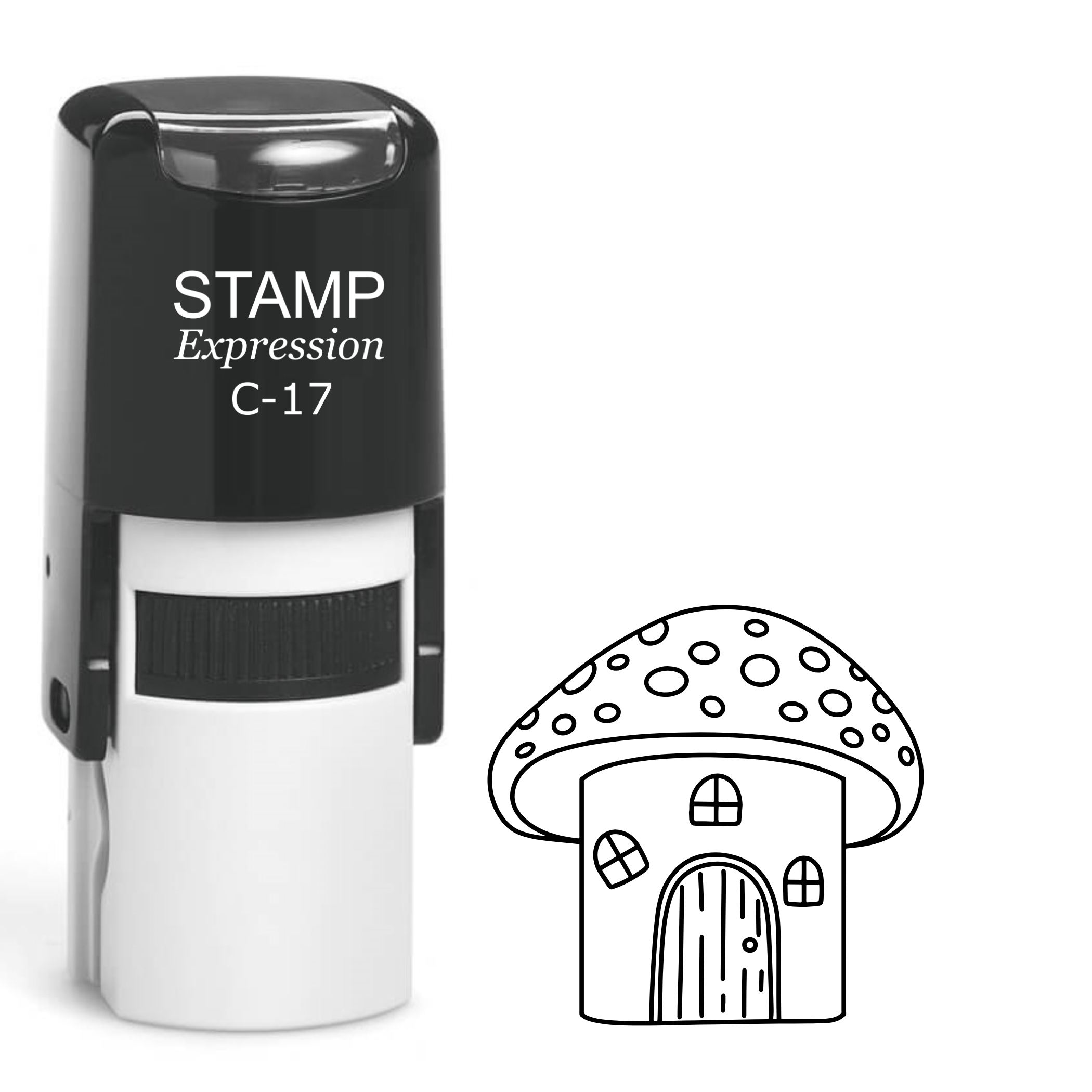 Fairy mushroom house outline Self Inking Rubber Stamp (SH-64353)
