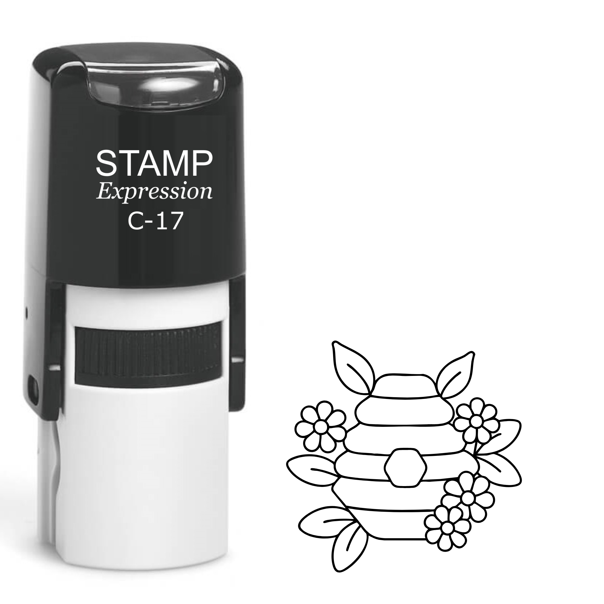 Honey beehive with flowers Self Inking Rubber Stamp (SH-64356)