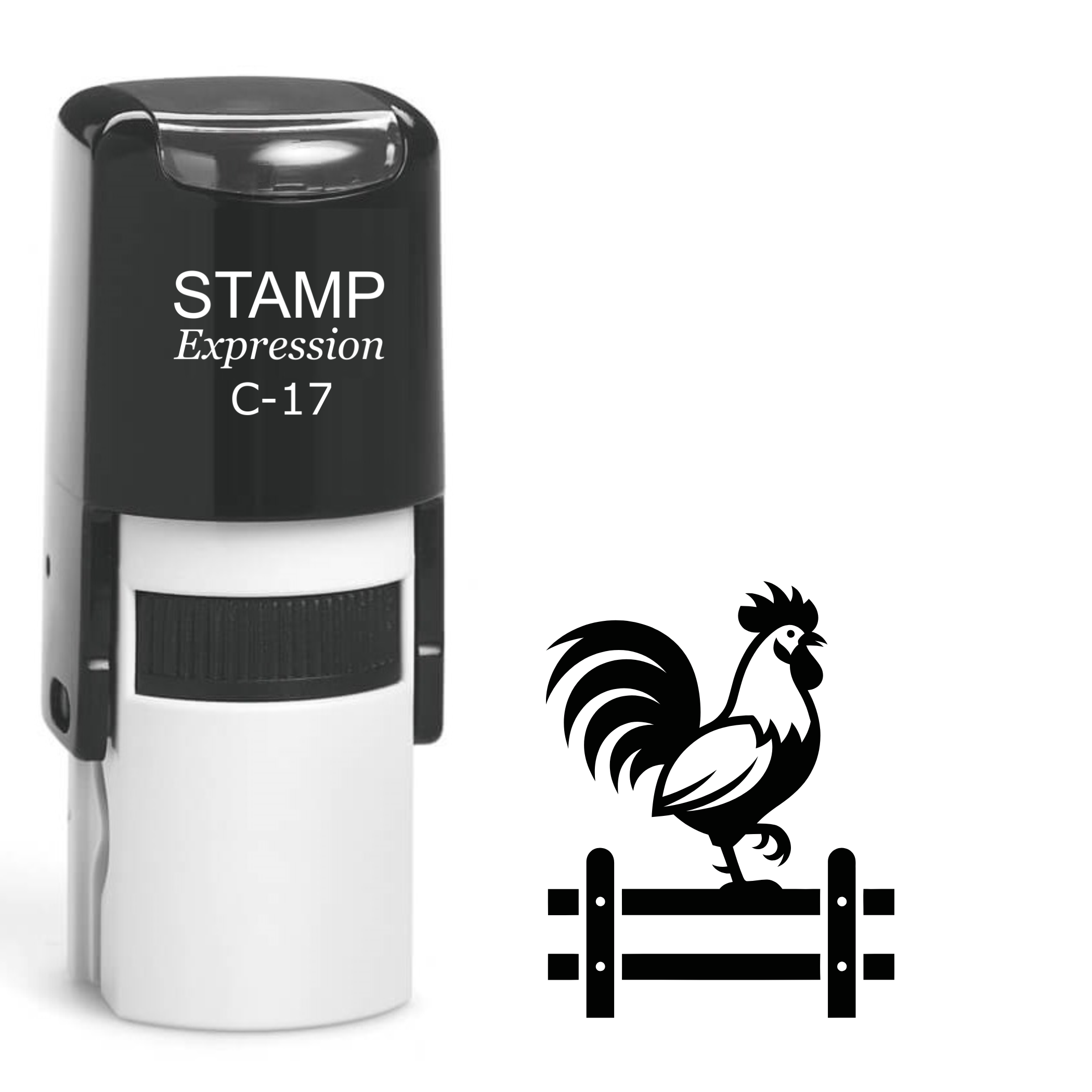 Rooster on the fence Self Inking Rubber Stamp (SH-64379)