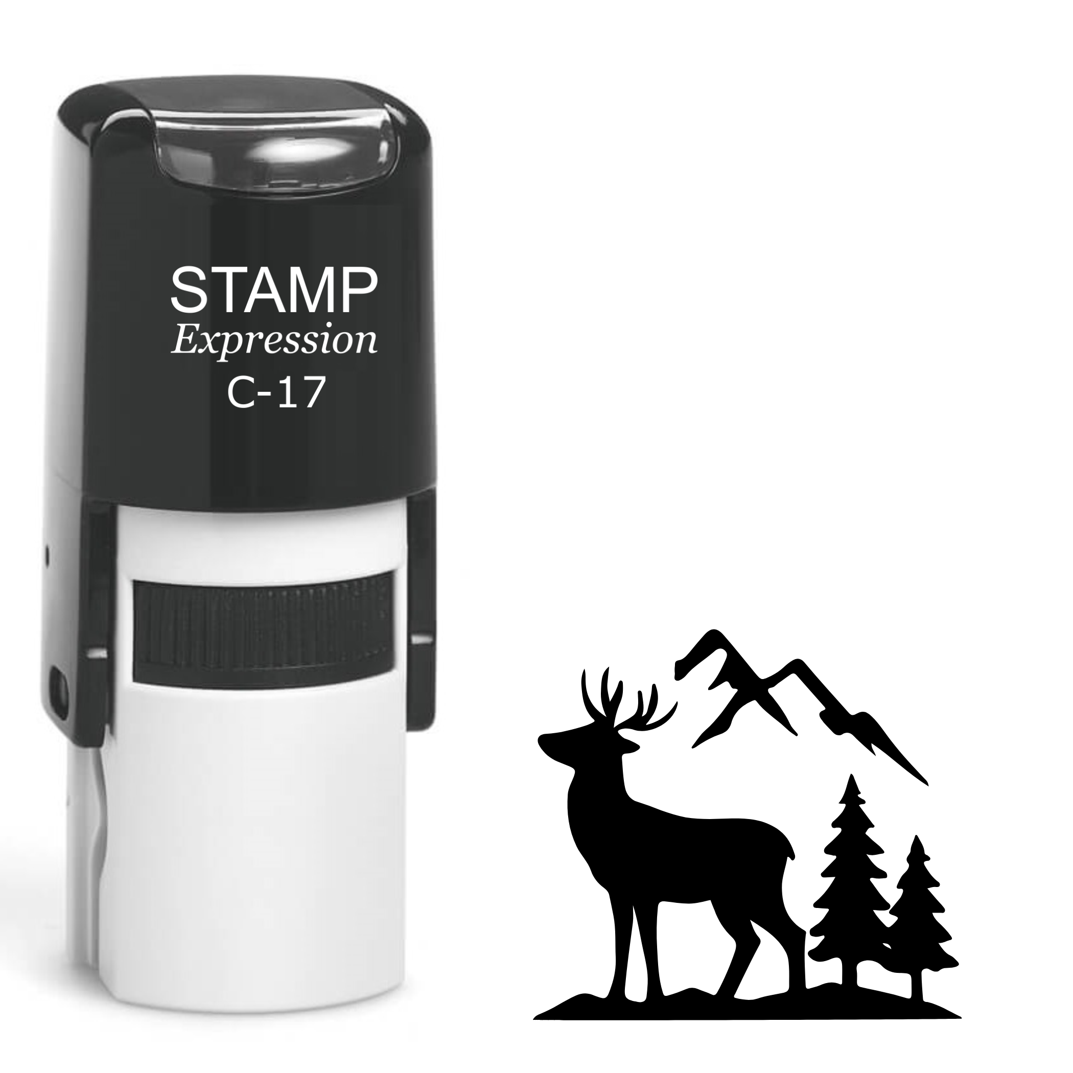 Deer with mountains and trees Self Inking Rubber Stamp (SH-64385)