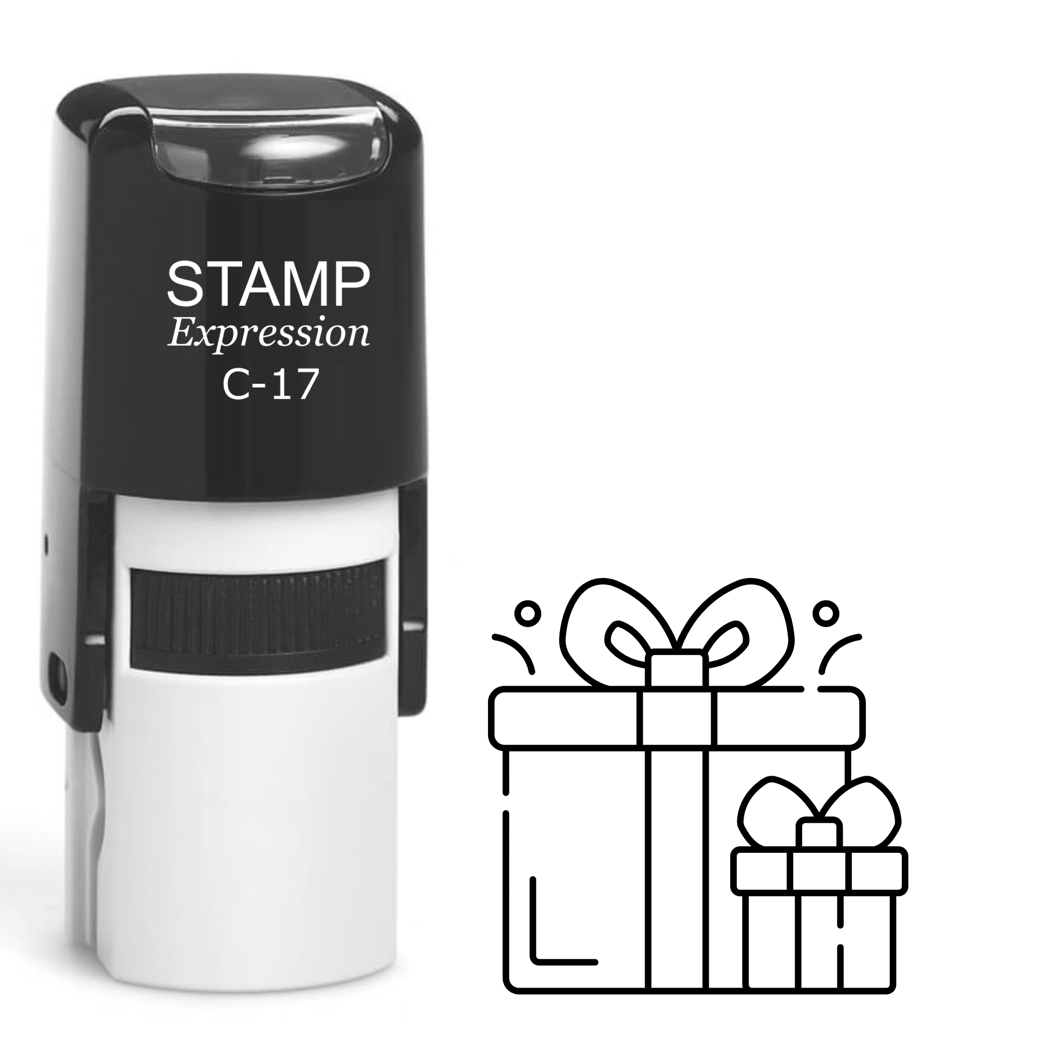 Two gift boxes with bows outline Self Inking Rubber Stamp (SH-64394)