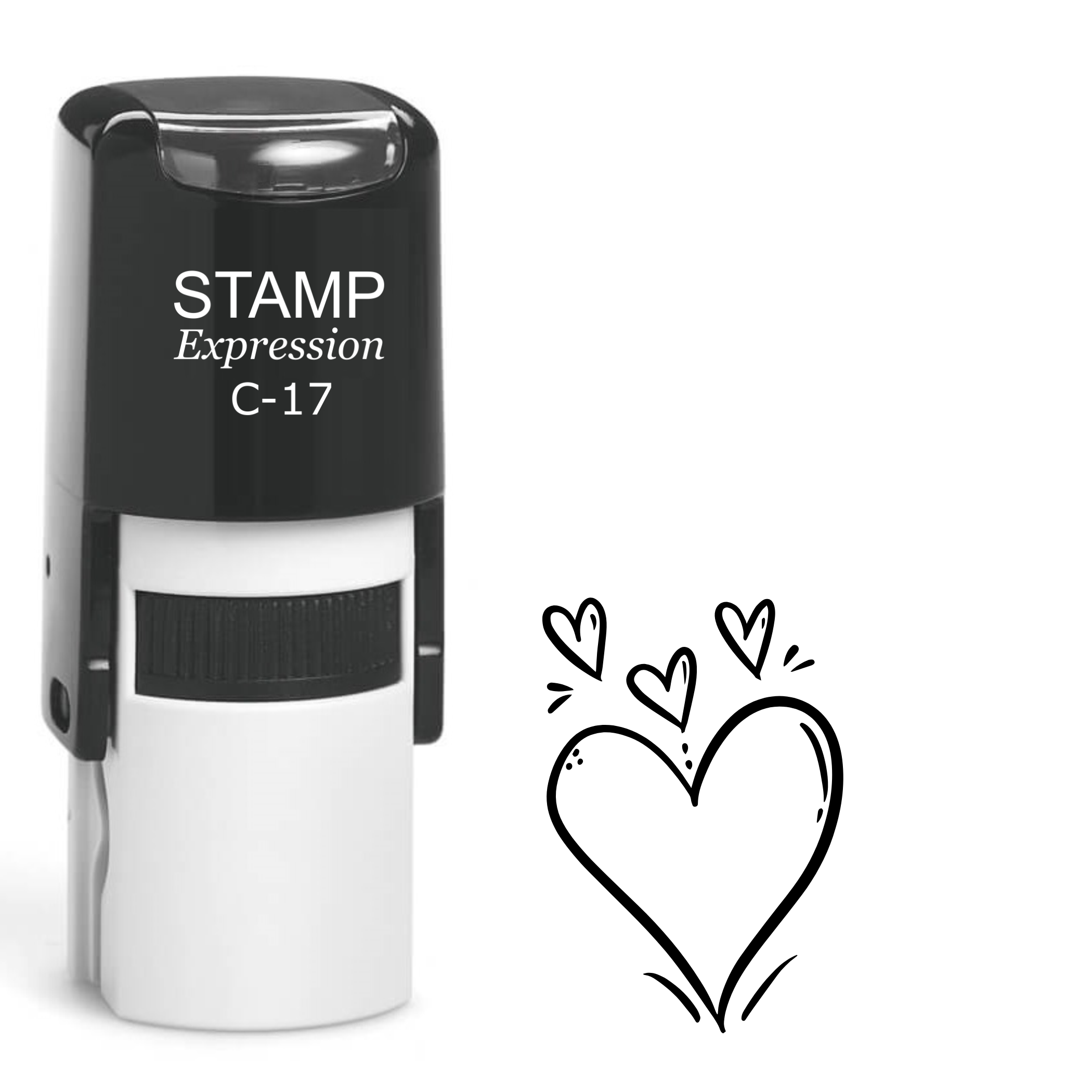 Large heart with three small hearts outline Self Inking Rubber Stamp (SH-64398)