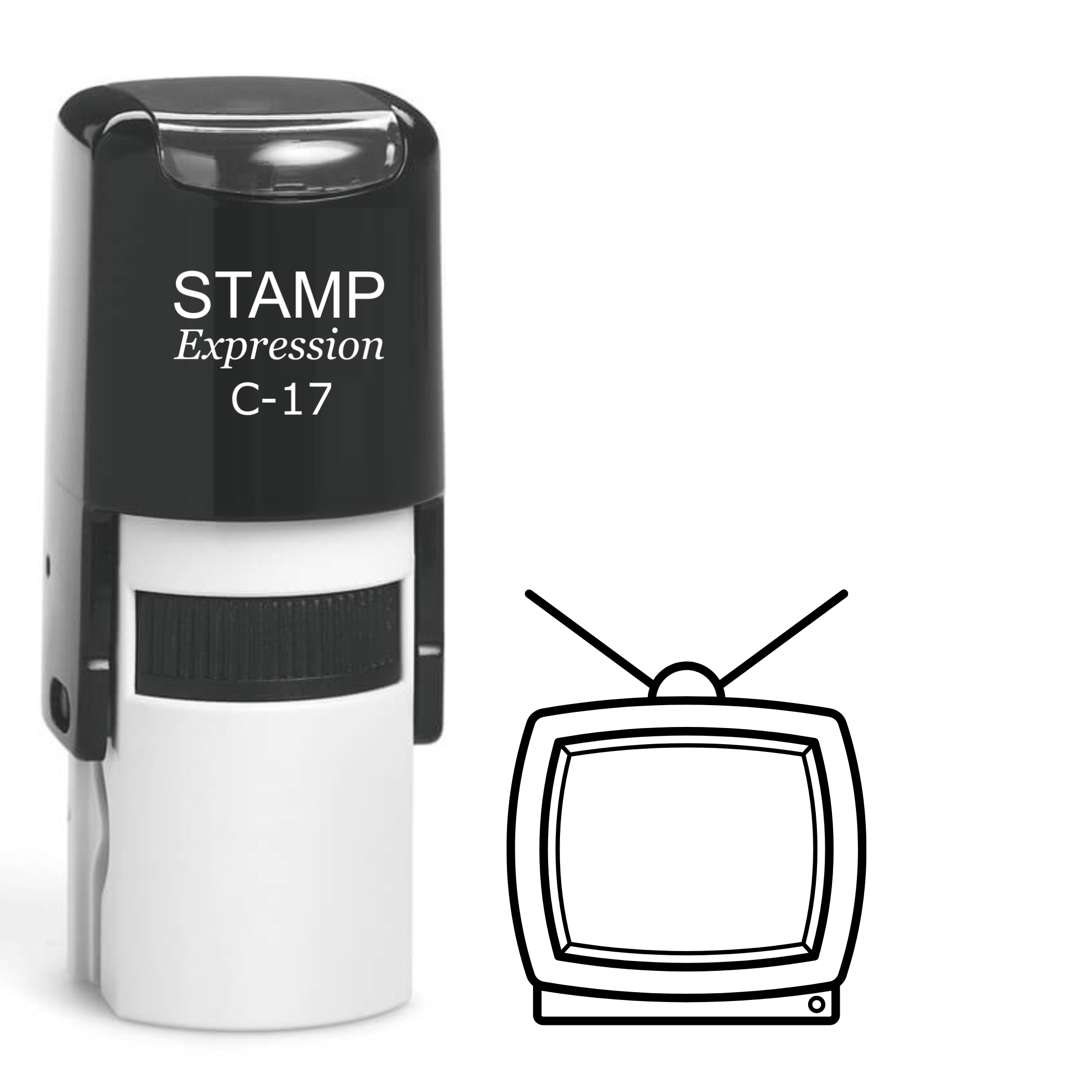 Old-fashioned retro TV outline Self Inking Rubber Stamp (SH-64400)