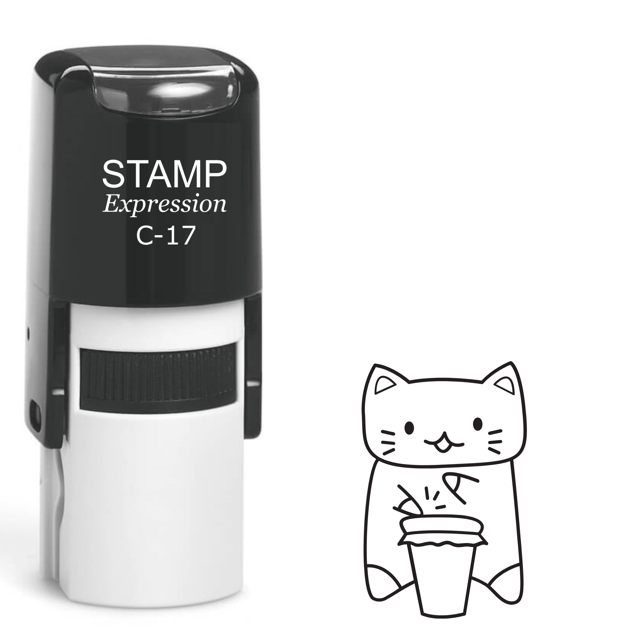 Cat with a drum Self Inking Rubber Stamp (SH-64414)