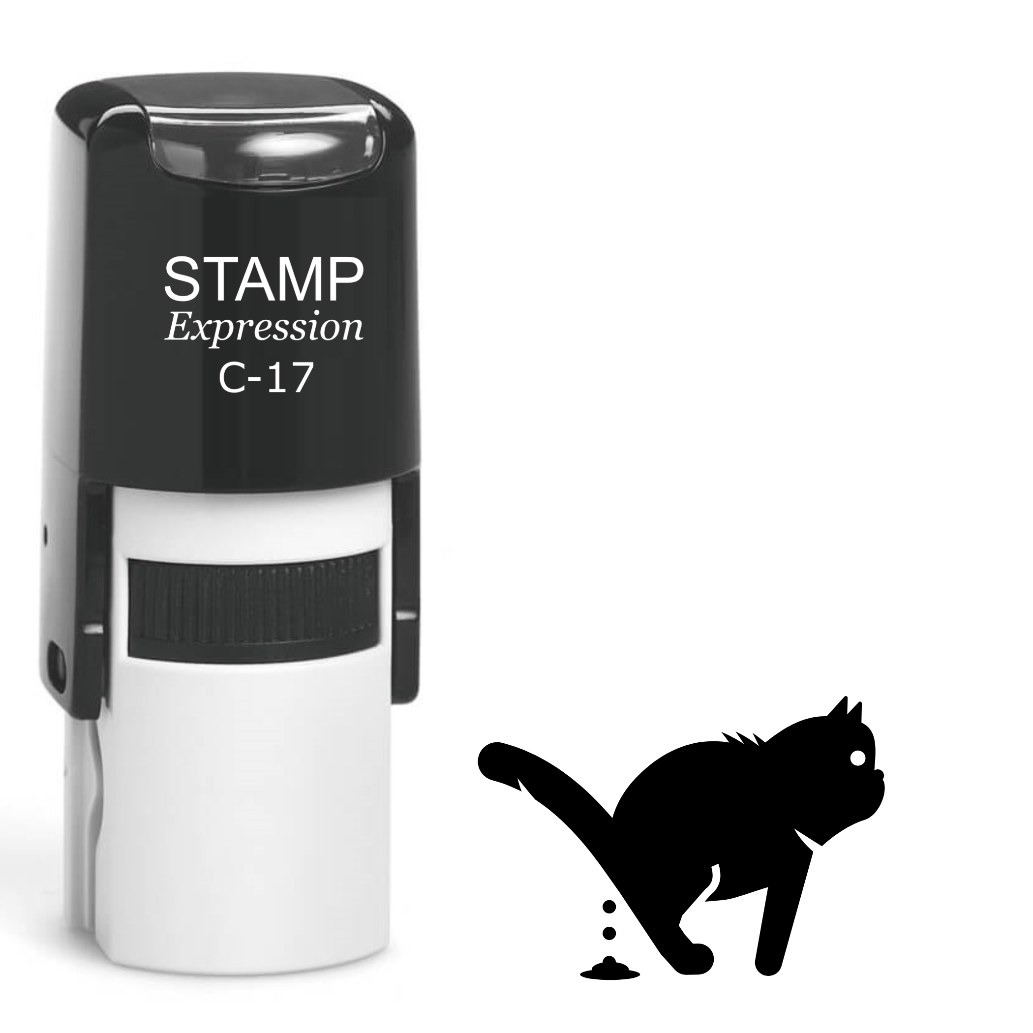 Pooping cat silhouette Self Inking Rubber Stamp (SH-64423)