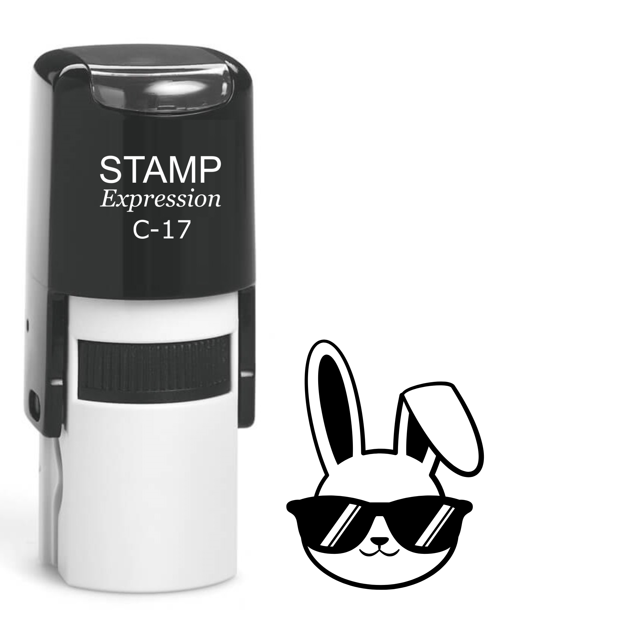 Cool bunny head with sunglasses Self Inking Rubber Stamp (SH-64430)
