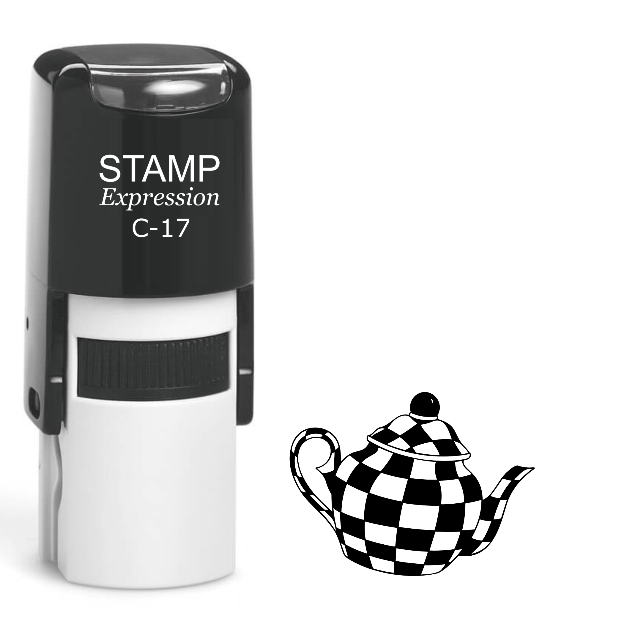 Checkered teacups Self Inking Rubber Stamp (SH-64467)