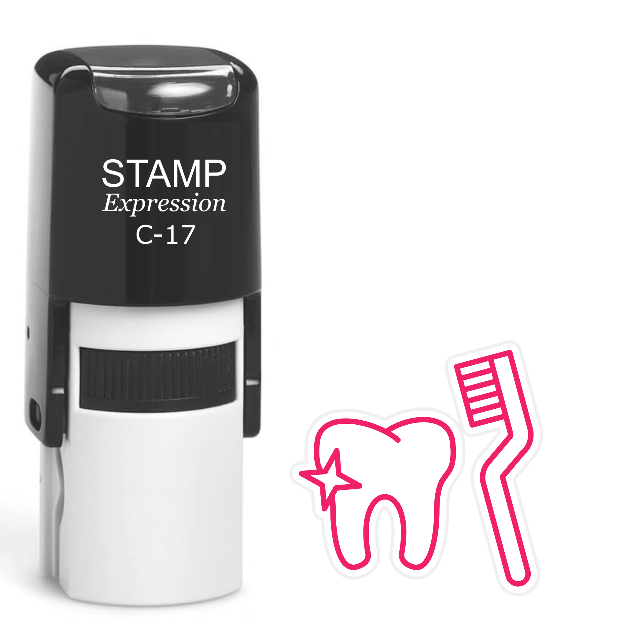 Sparkling tooth with brush Self Inking Rubber Stamp (SH-64519)