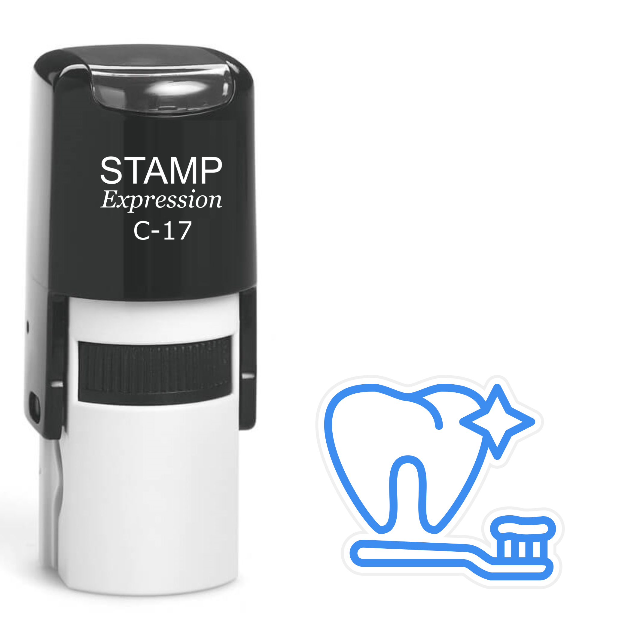 Sparkling tooth with toothbrush Self Inking Rubber Stamp (SH-64521)