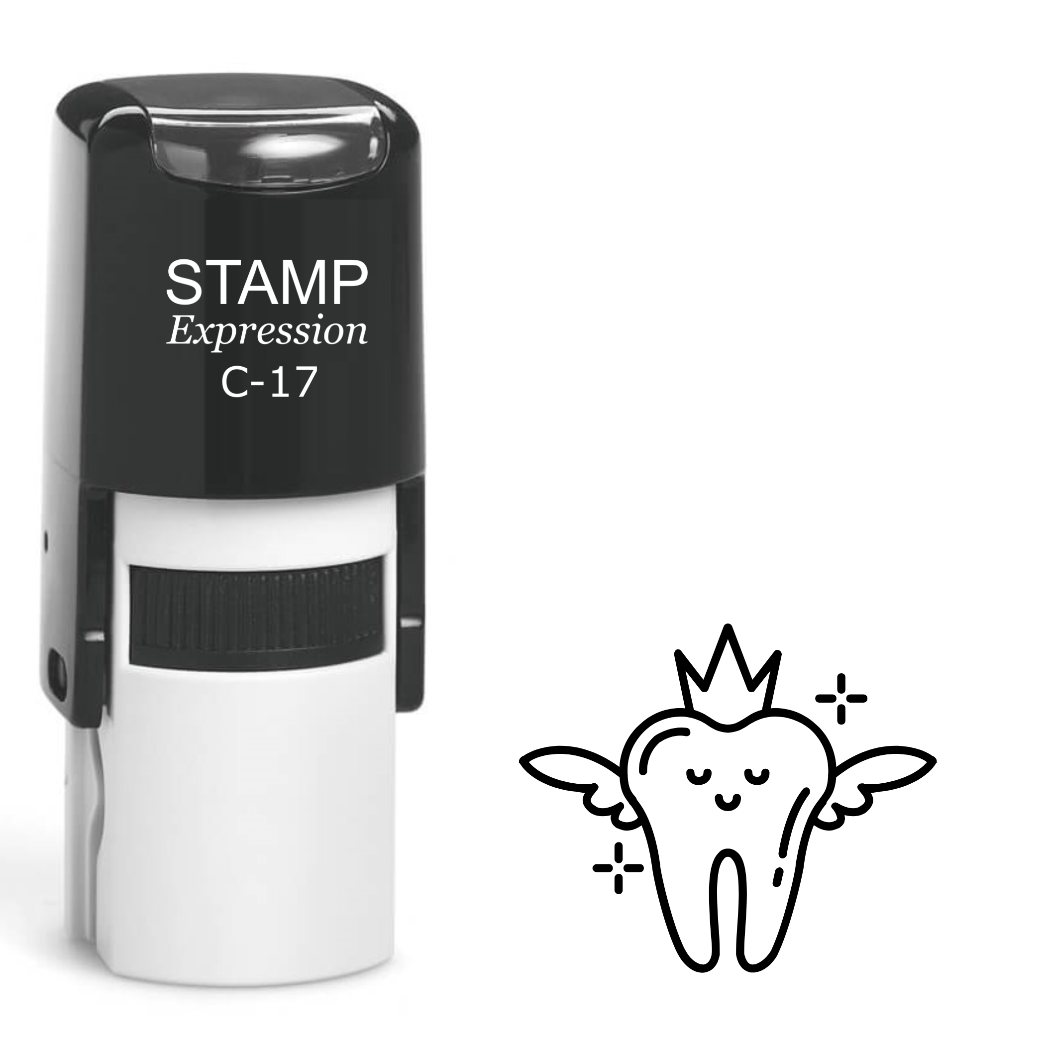 Kawaii tooth with crown and fairy wings Self Inking Rubber Stamp (SH-64522)