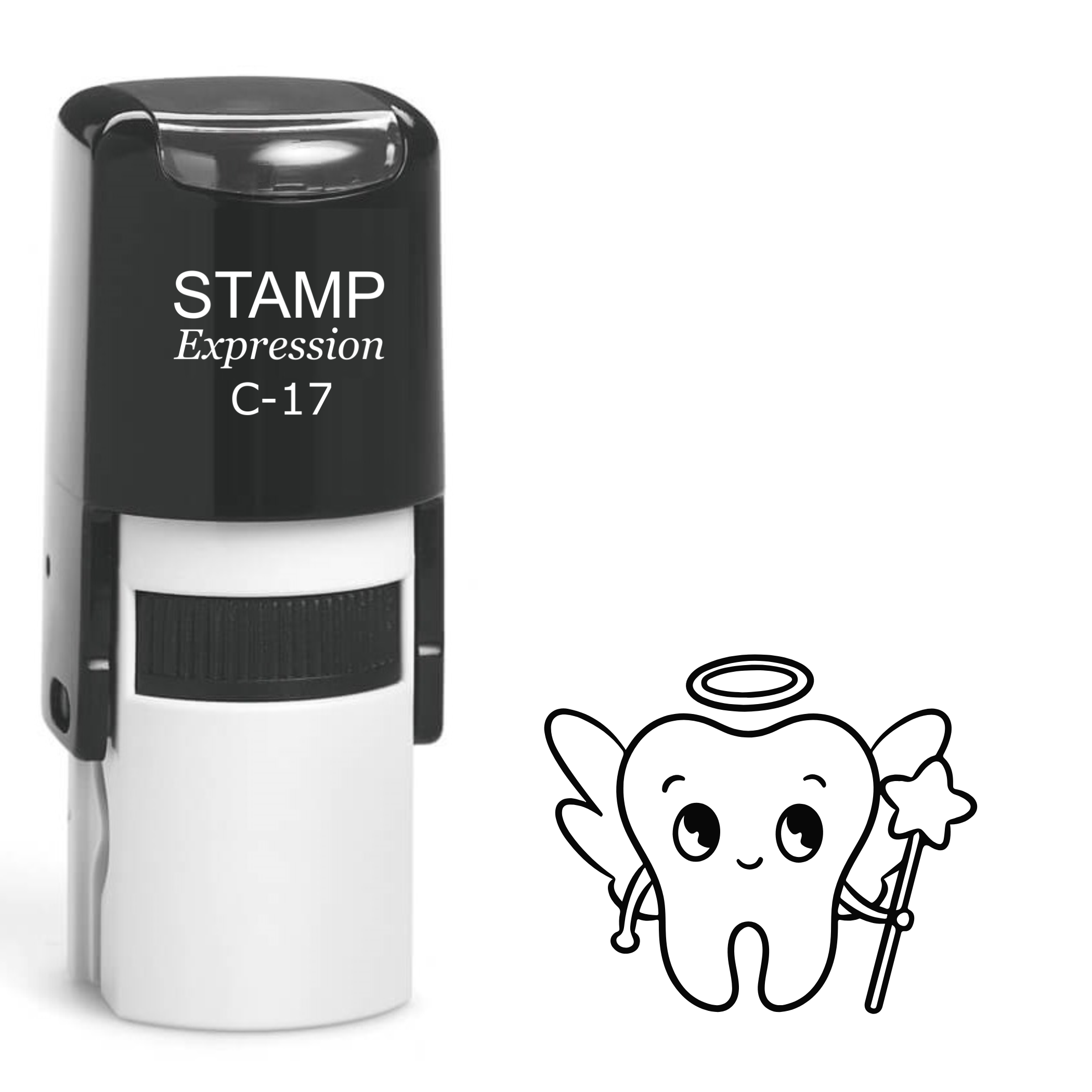 Kawaii angel tooth with fairy wings and halo Self Inking Rubber Stamp (SH-64525)