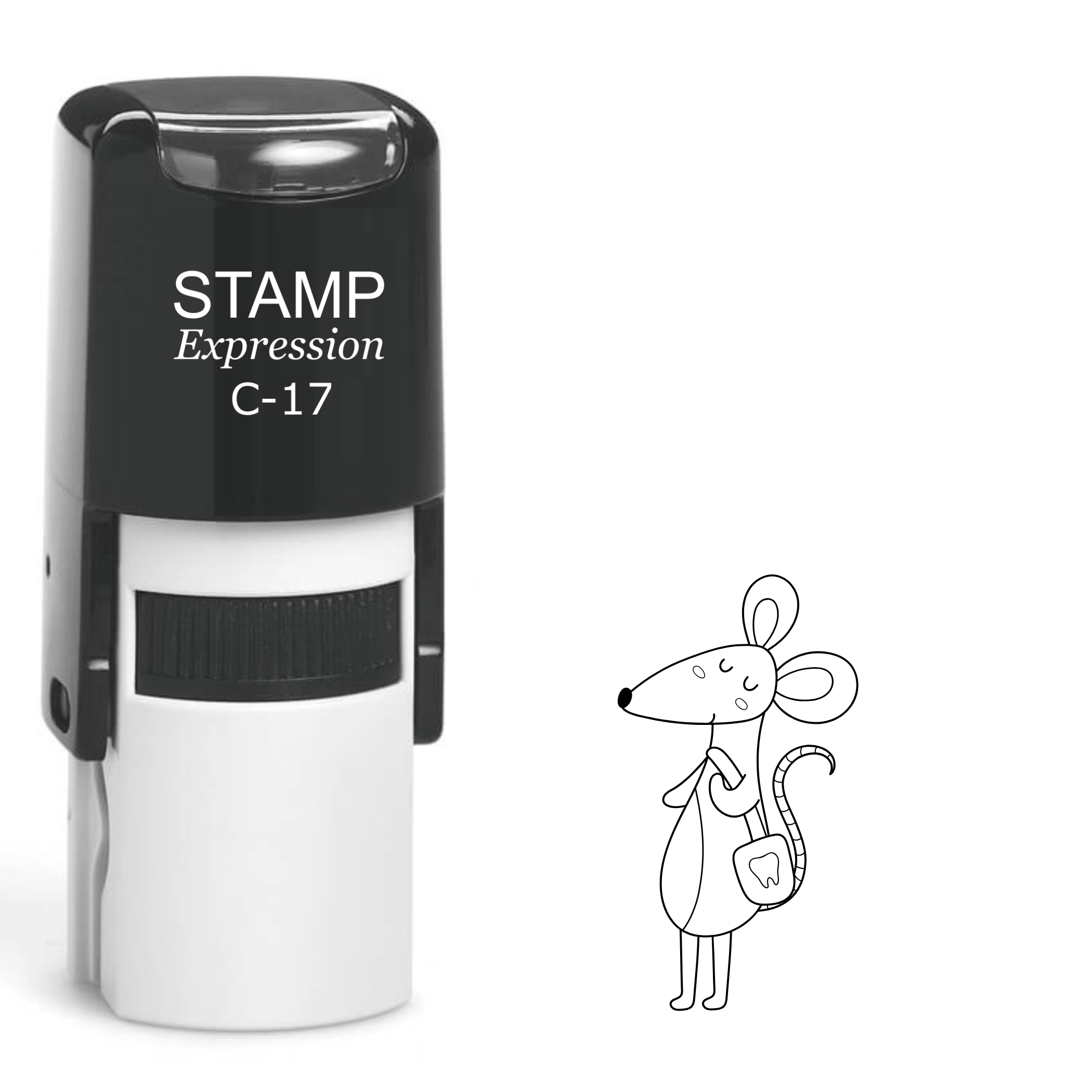 Adorable mouse with a purse and a tooth Self Inking Rubber Stamp (SH-64527)