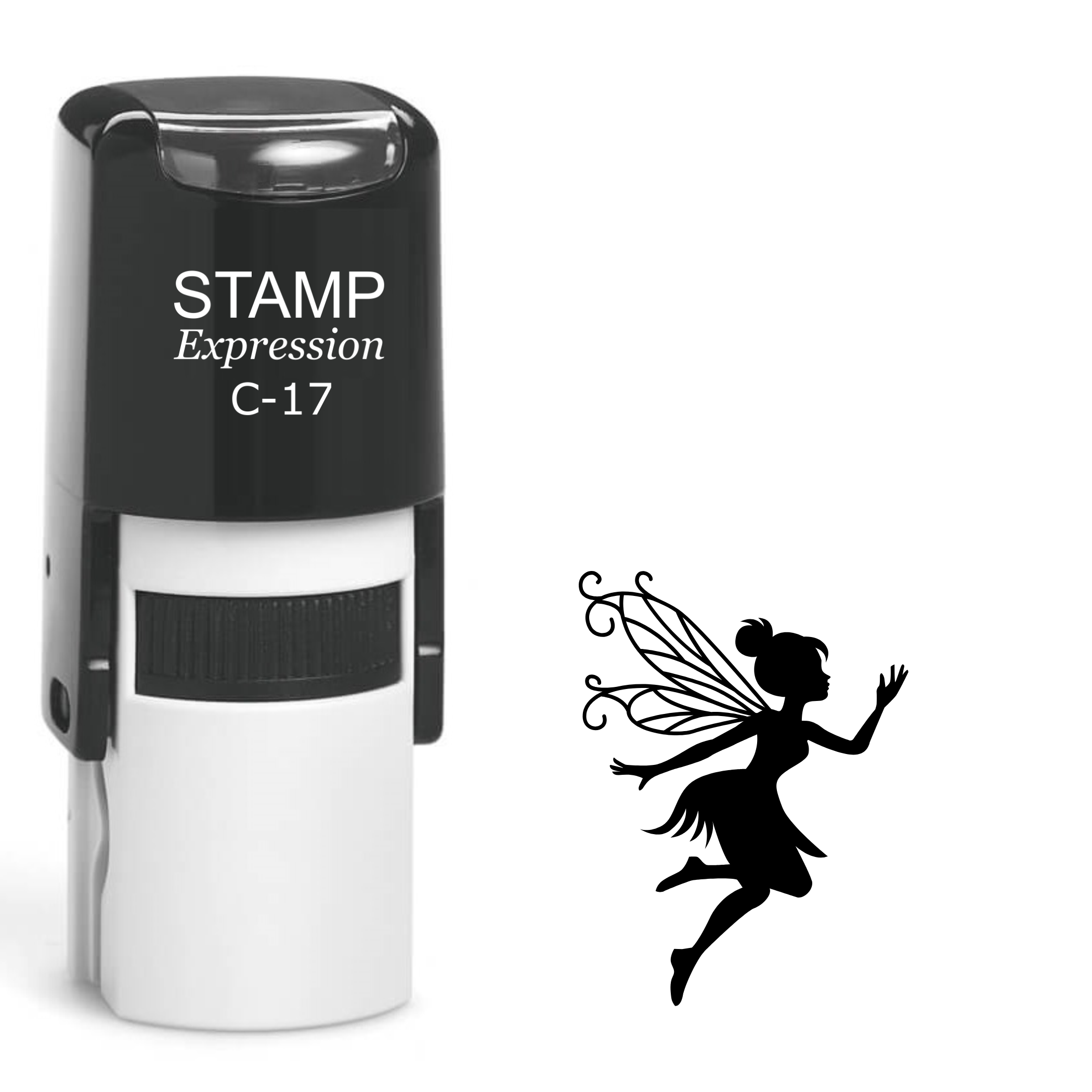 Ornate flying fairy silhouette Self Inking Rubber Stamp (SH-64534)