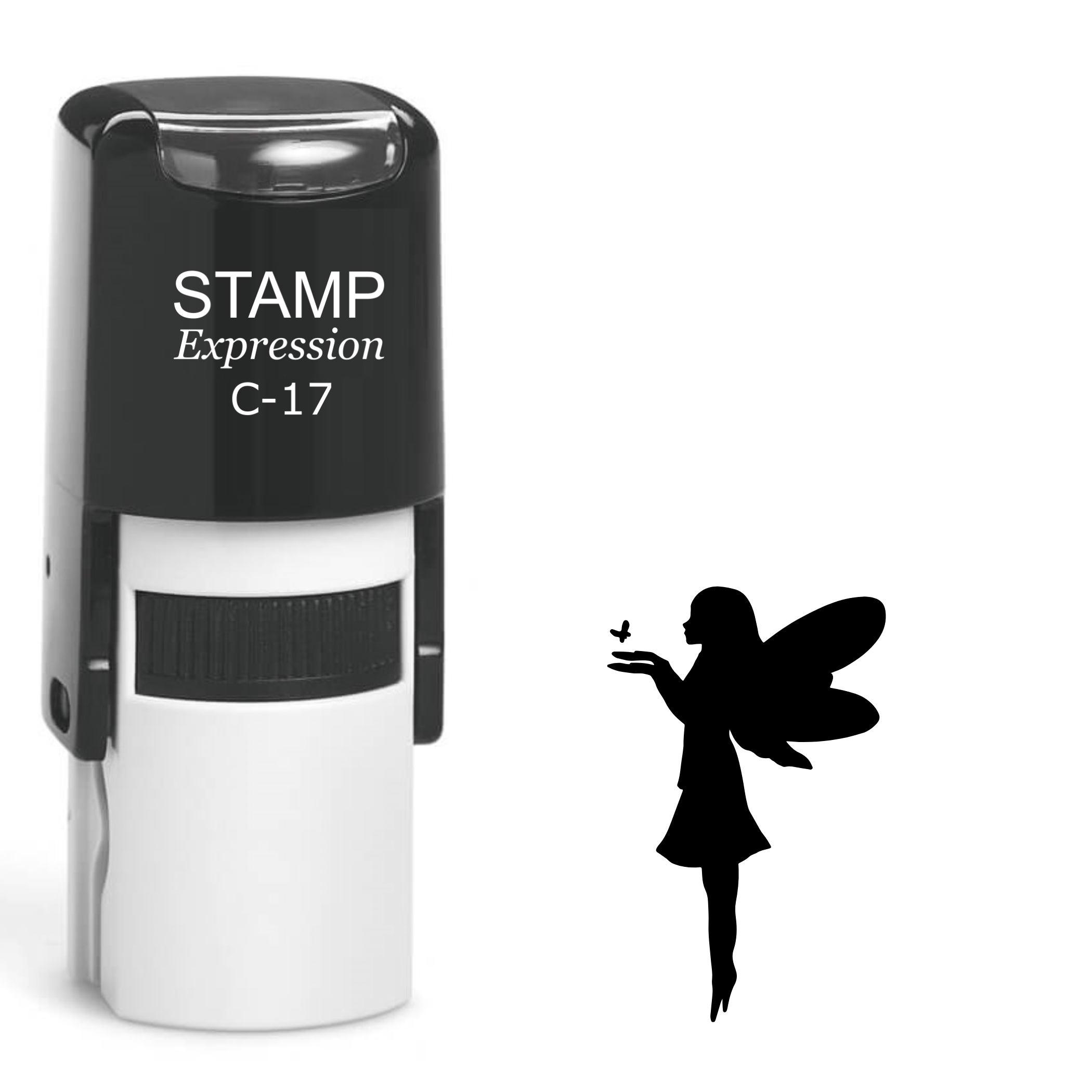 Standing fairy silhouette with butterfly Self Inking Rubber Stamp (SH-64535)