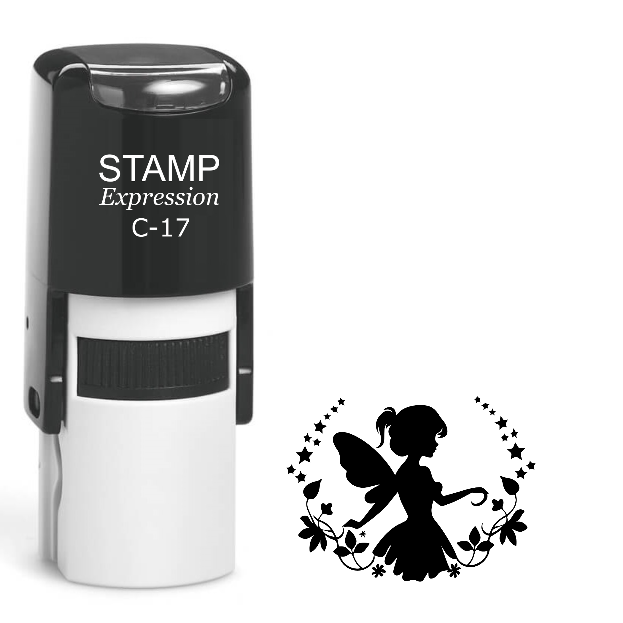 Fairy silhouette with ornate circle Self Inking Rubber Stamp (SH-64536)