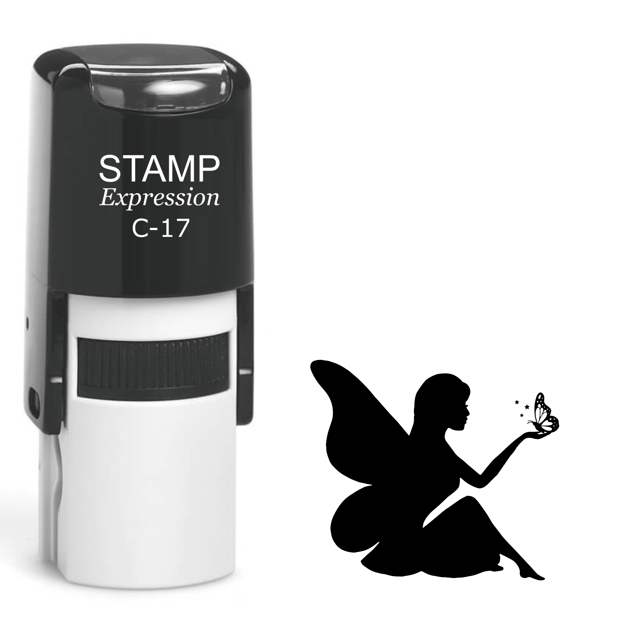 Cute fairy sitting with butterfly Self Inking Rubber Stamp (SH-64543)