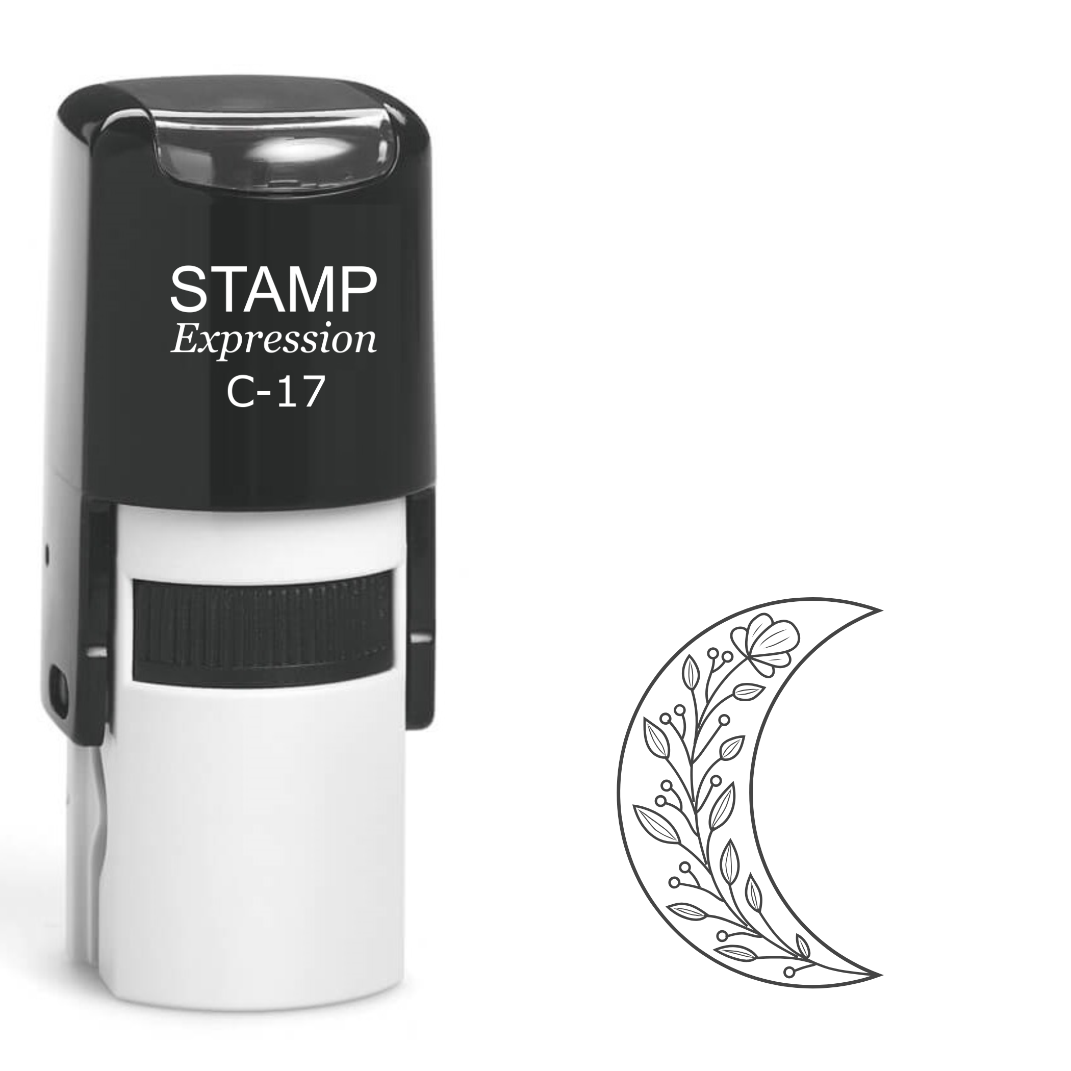 Nature moon outline with flower vine Self Inking Rubber Stamp (SH-64547)