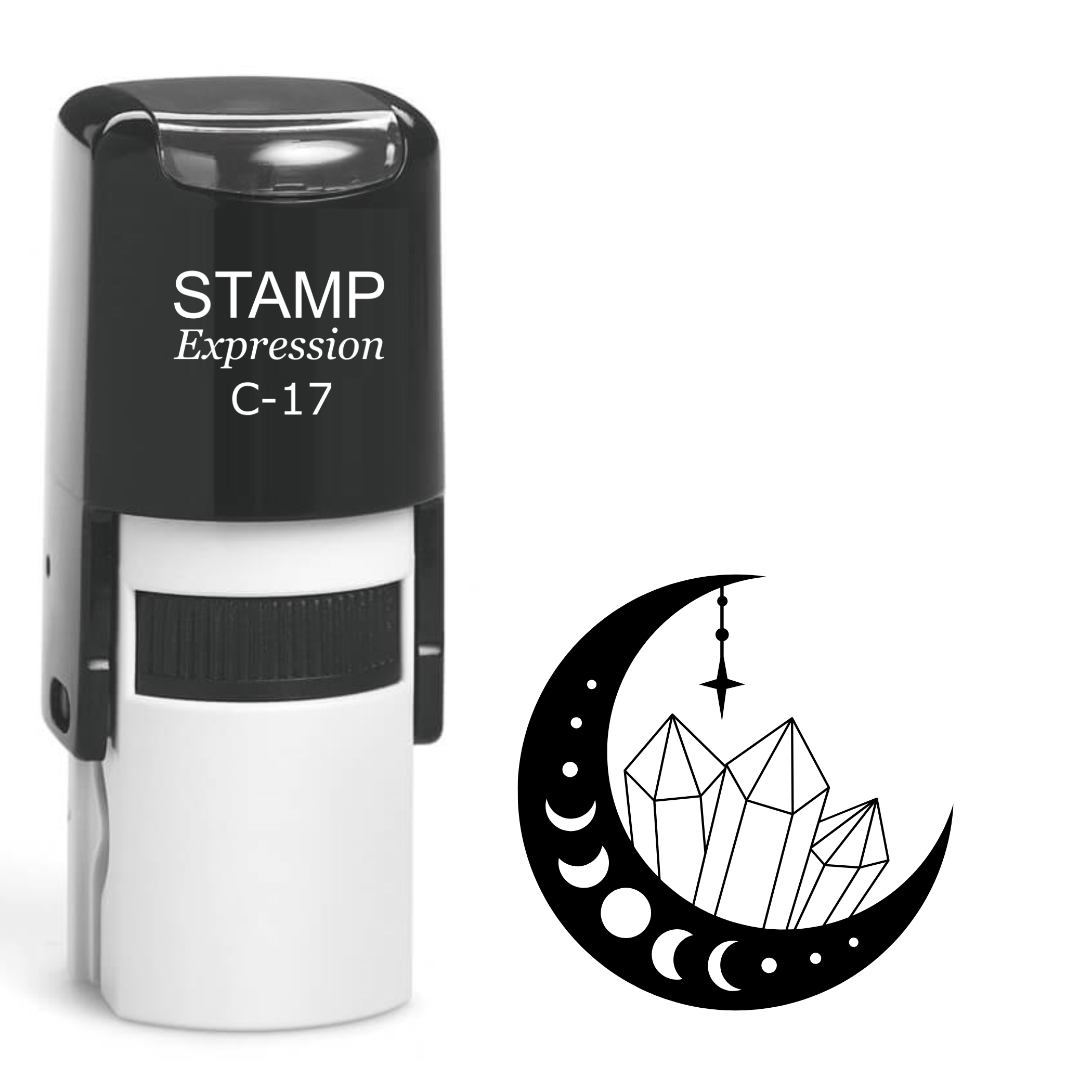Dark crescent moon with crystals Self Inking Rubber Stamp (SH-64550)