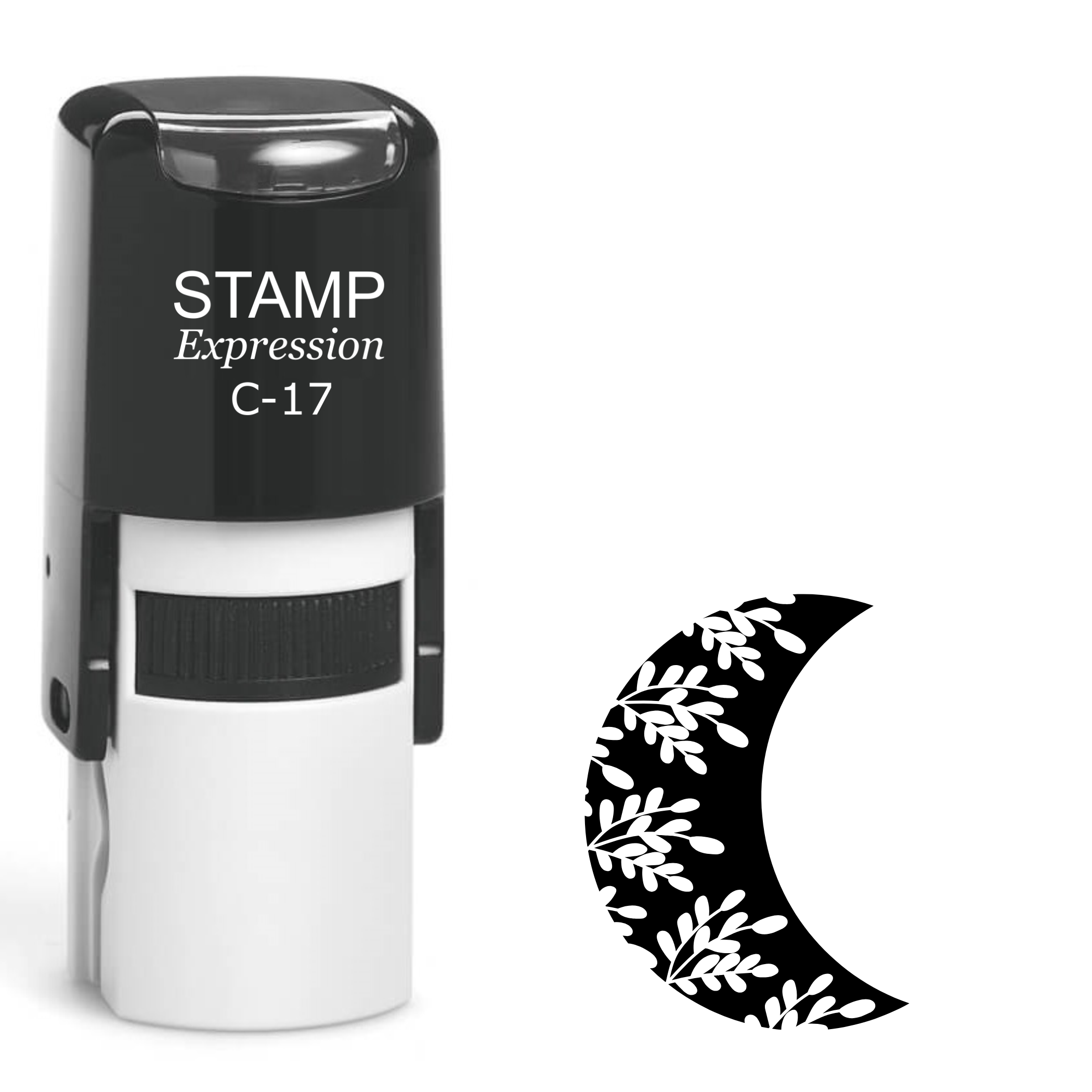 Dark crescent moon with vines Self Inking Rubber Stamp (SH-64562)