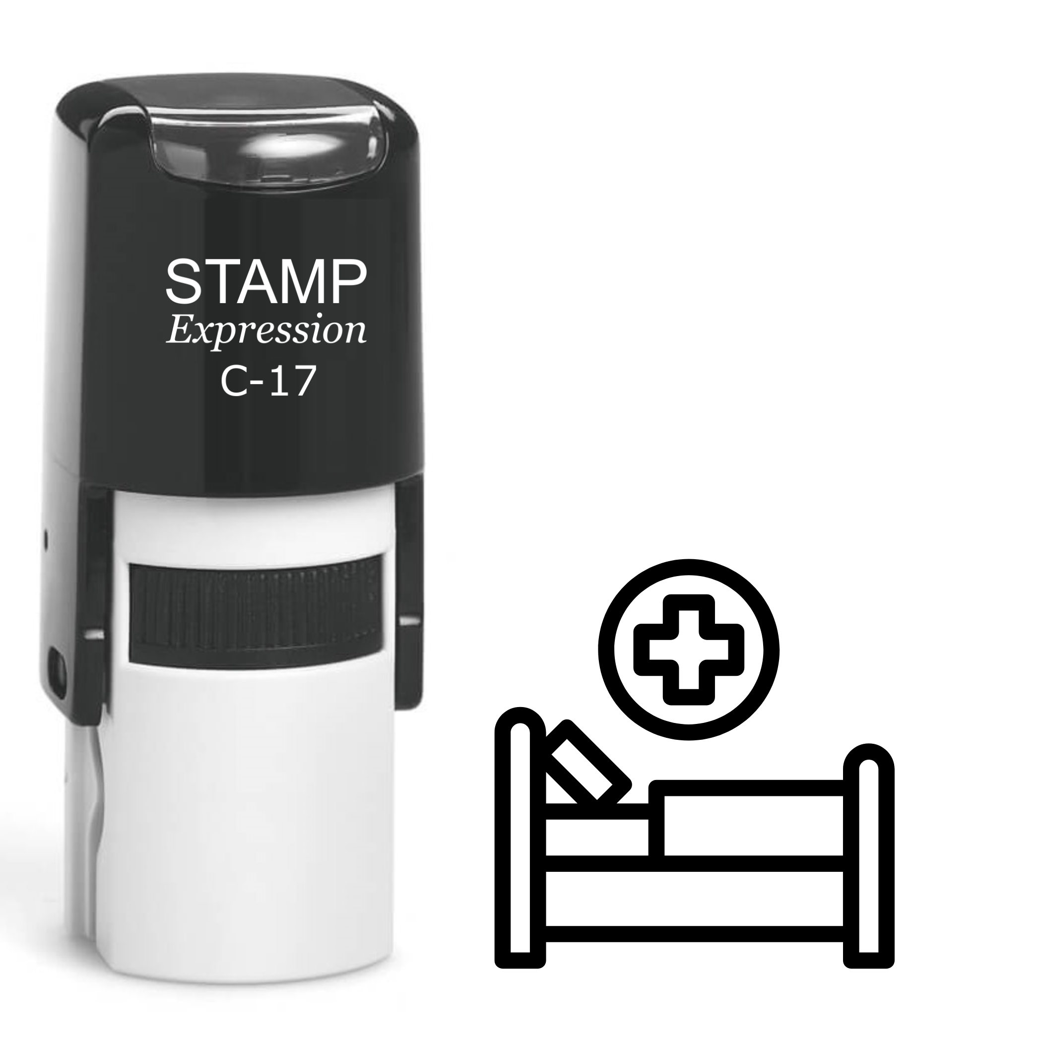 Hospital bed with medical cross outline Self Inking Rubber Stamp (SH-64575)