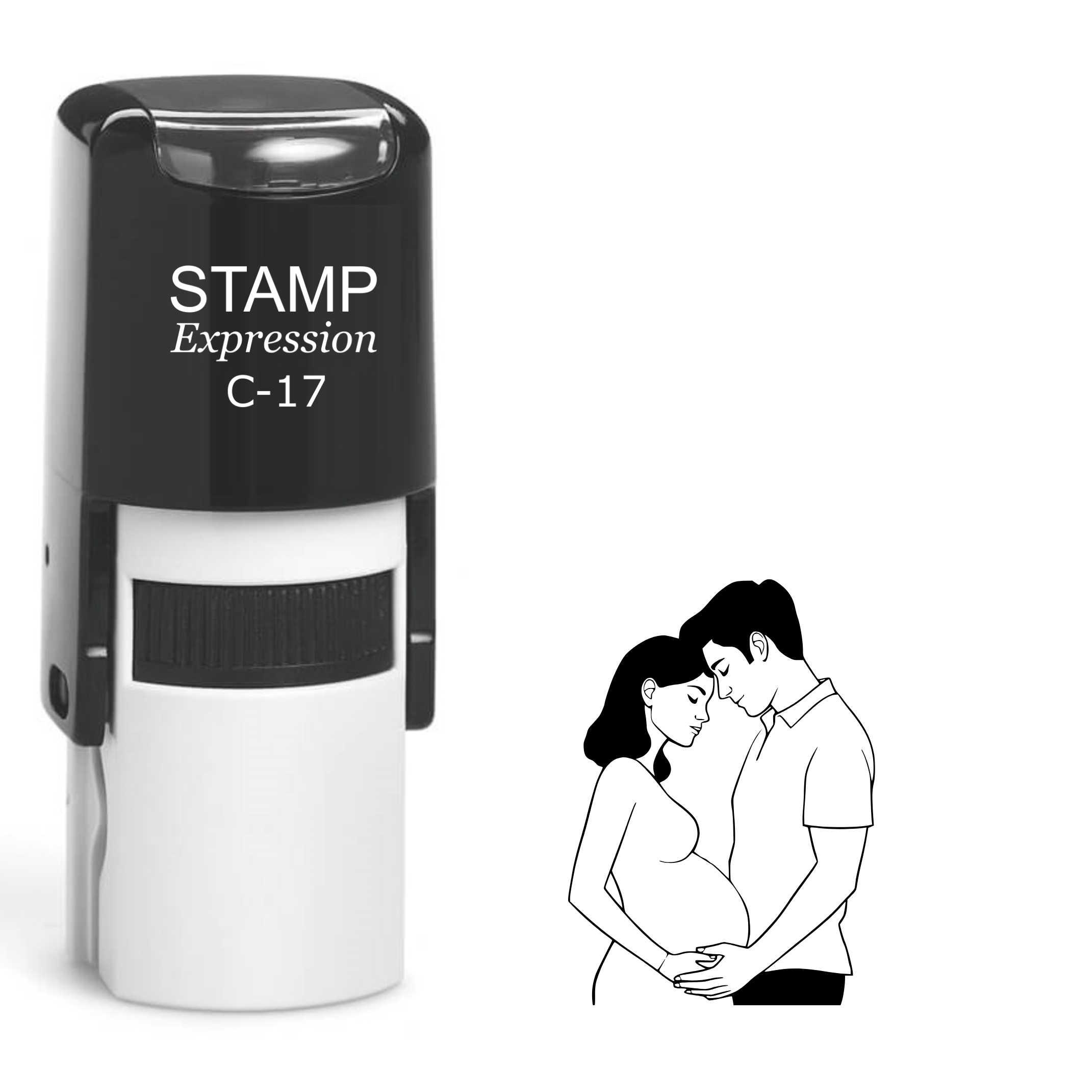 Expecting husband hugging pregnant wife Self Inking Rubber Stamp (SH-64577)