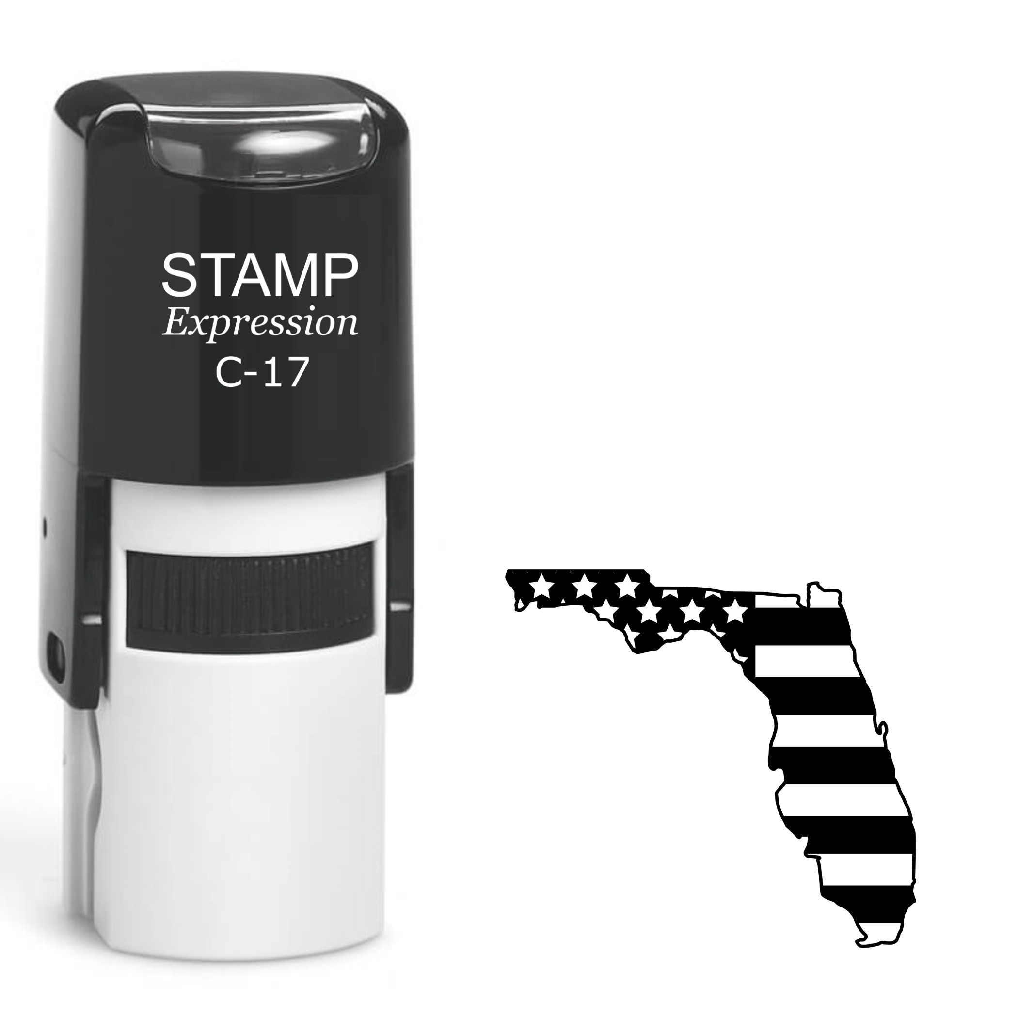 State of florida outline with a flag inside Self Inking Rubber Stamp (SH-64580)