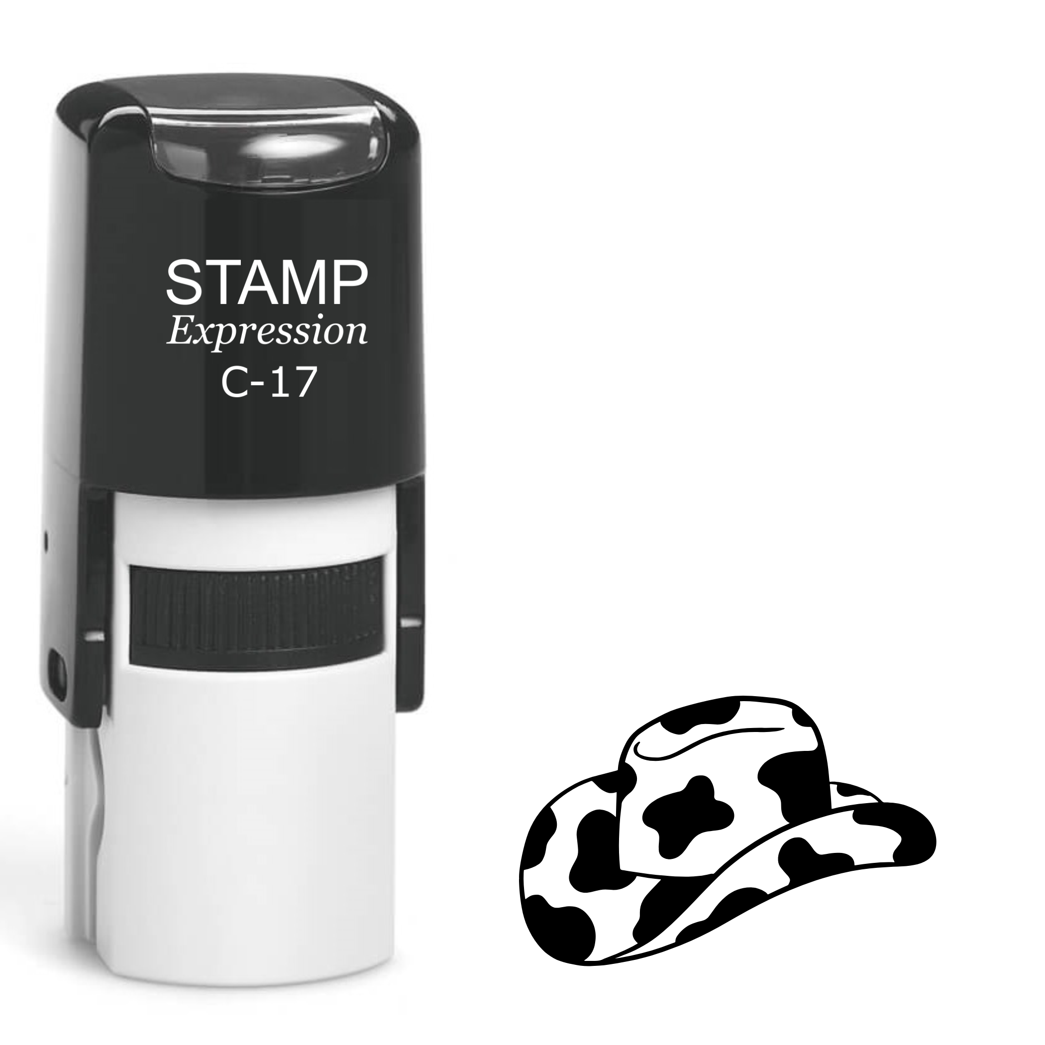 Cow print cowboy hat Self Inking Rubber Stamp (SH-64616)