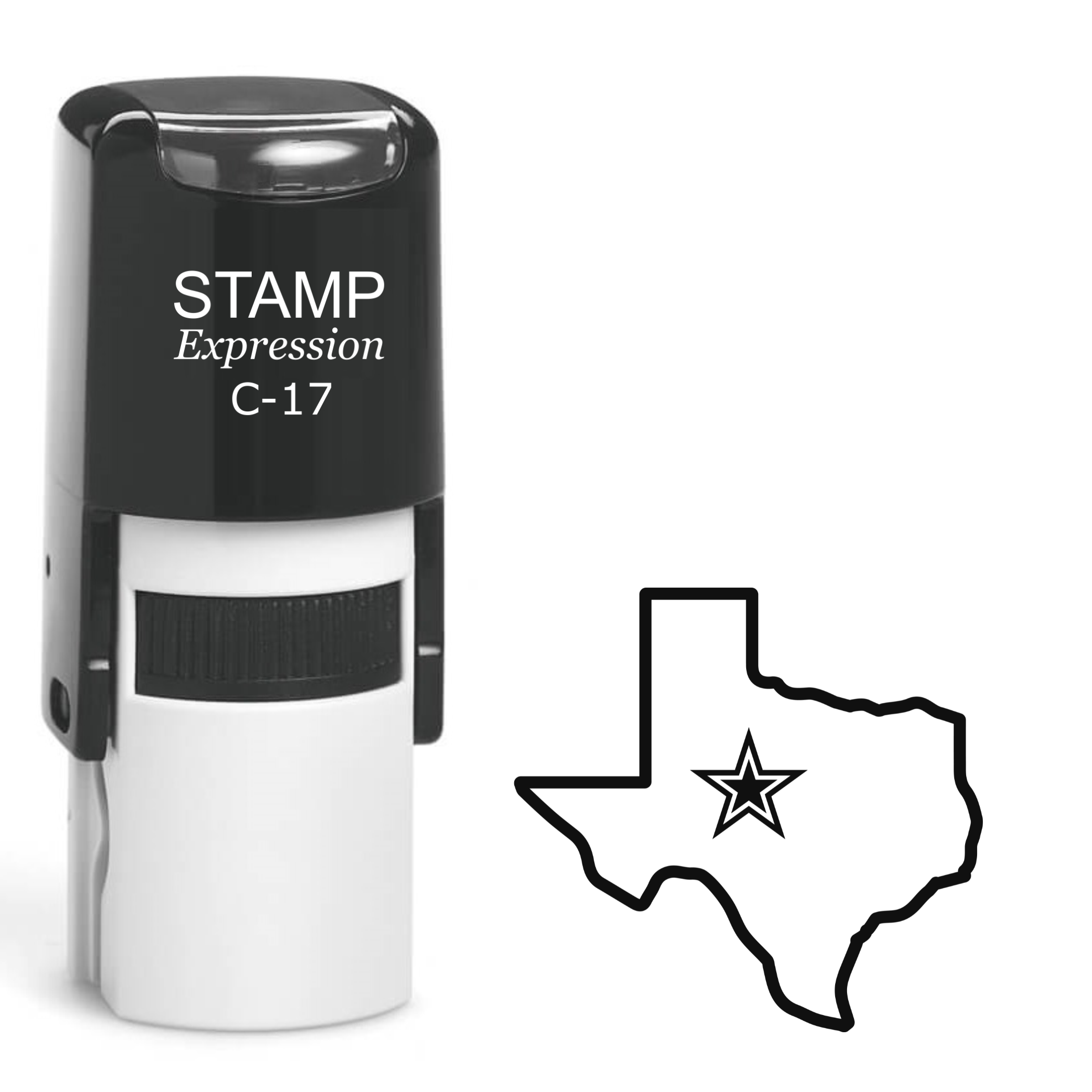 State of texas with a star inside outline Self Inking Rubber Stamp (SH-64617)