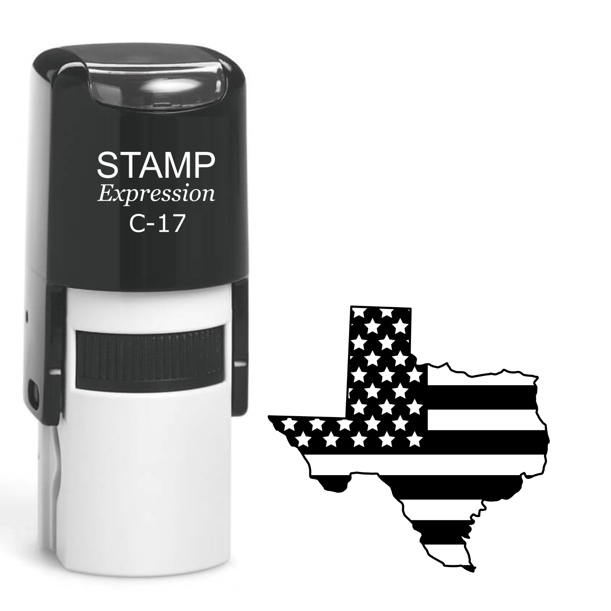 State of texas outline with flag inside Self Inking Rubber Stamp (SH-64619)