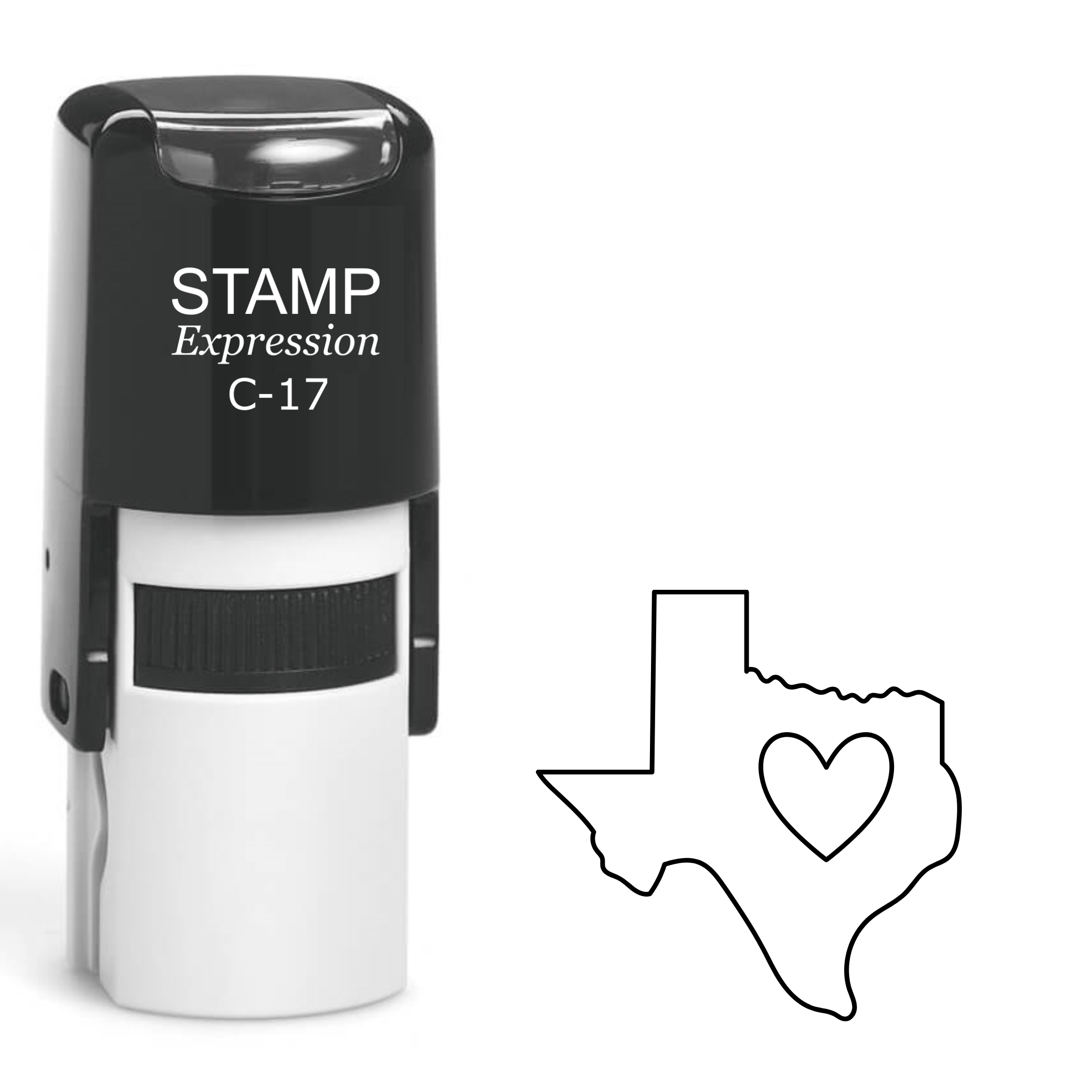 State of texas outline with a heart Self Inking Rubber Stamp (SH-64622)