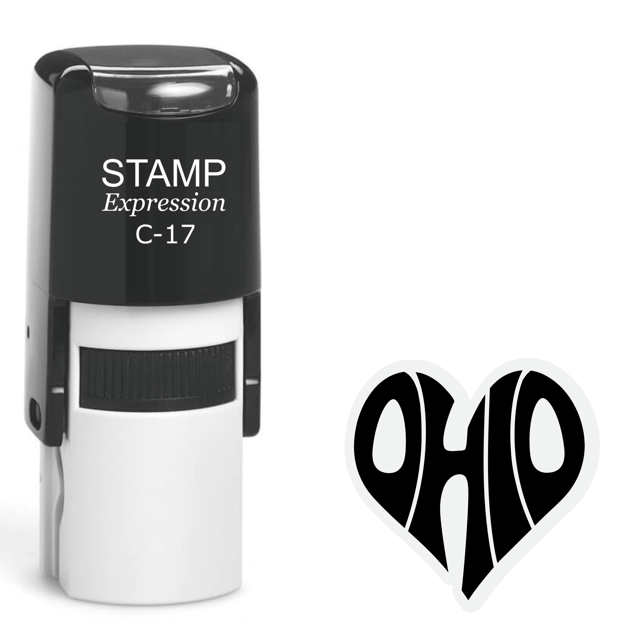Ohio heart shaped text Self Inking Rubber Stamp (SH-64631)