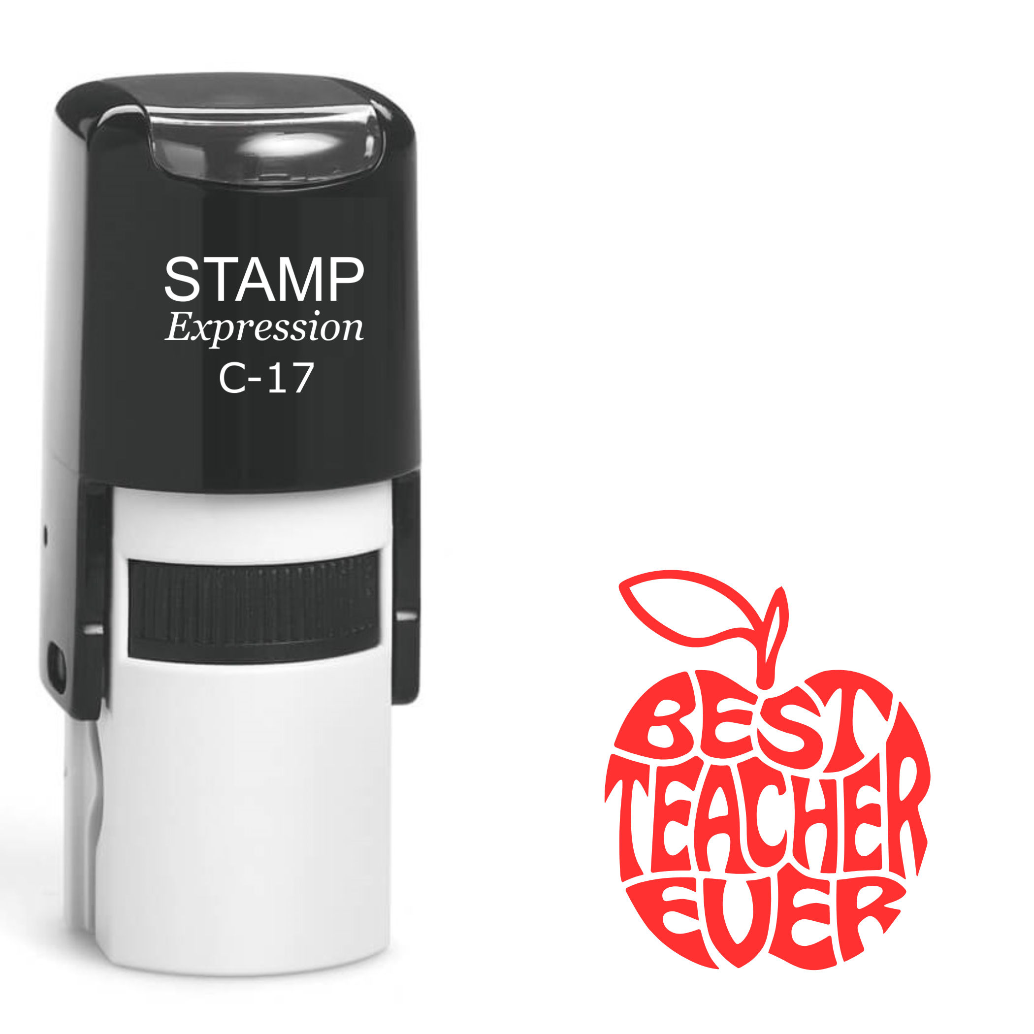 Best teacher ever text in the form of an apple Self Inking Rubber Stamp (SH-64632)