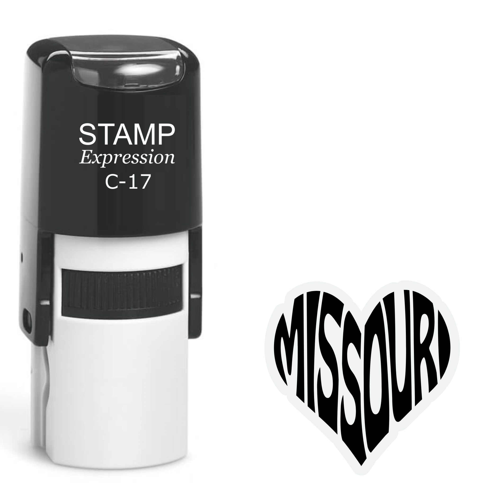 Missouri heart shaped text Self Inking Rubber Stamp (SH-64635)