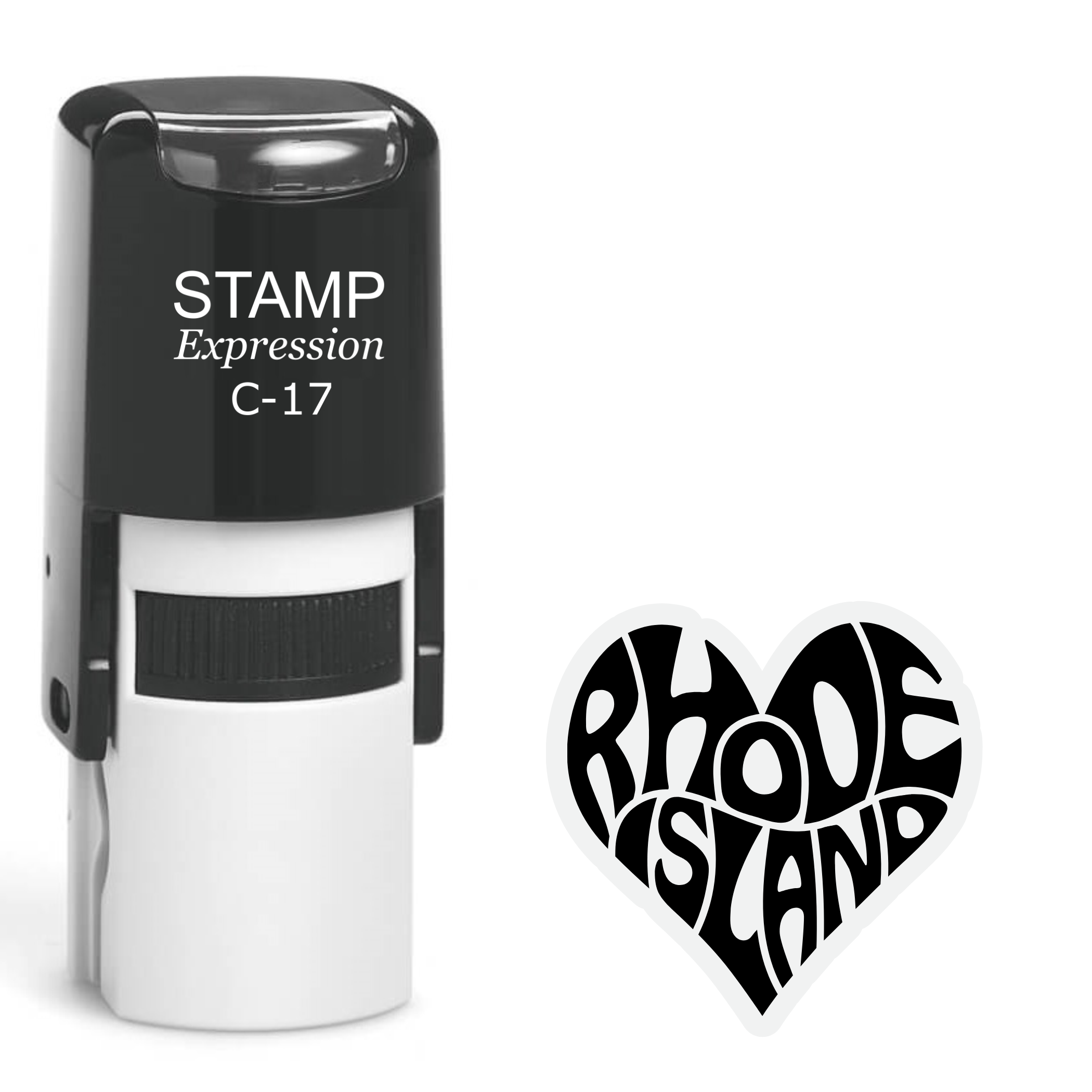 Rhode island heart shaped text Self Inking Rubber Stamp (SH-64638)