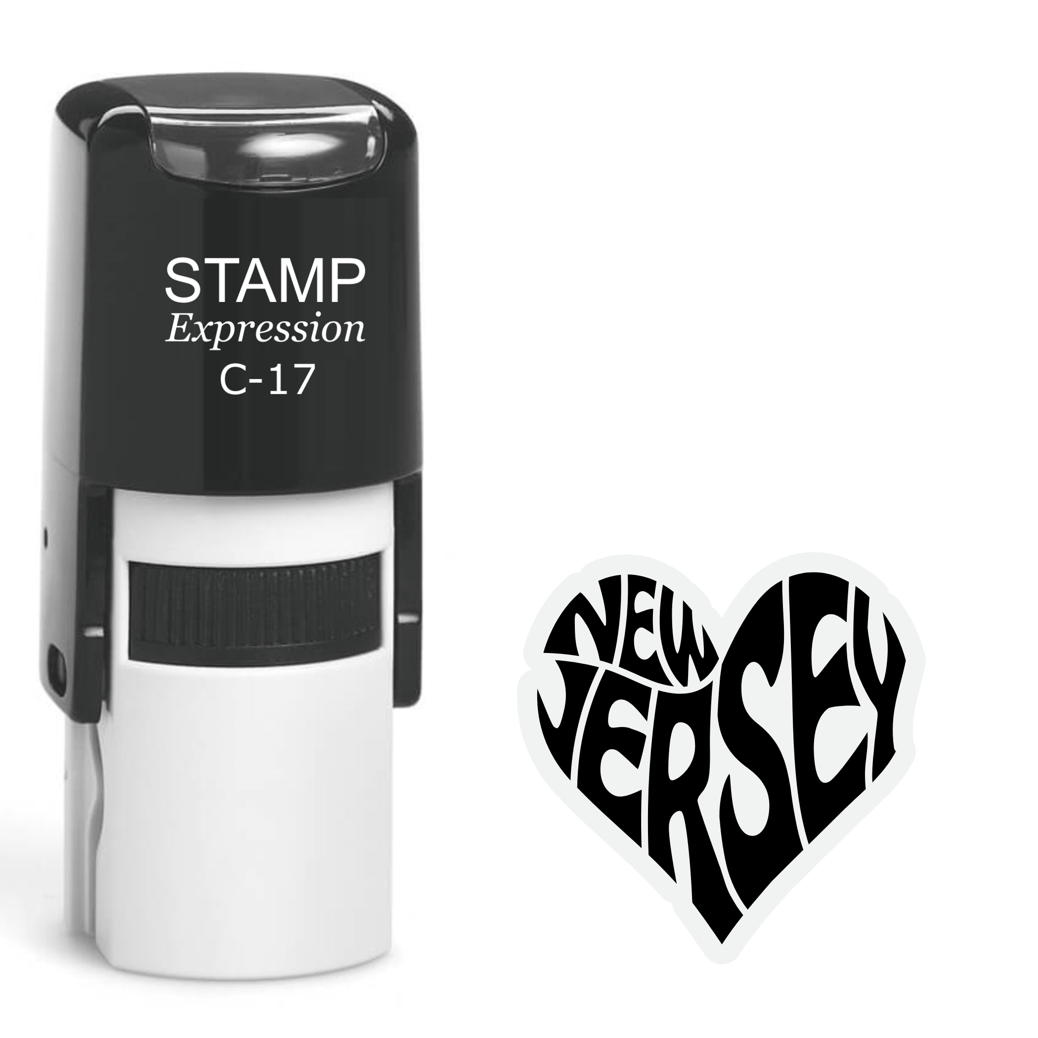 New jersey heart text Self Inking Rubber Stamp (SH-64643)