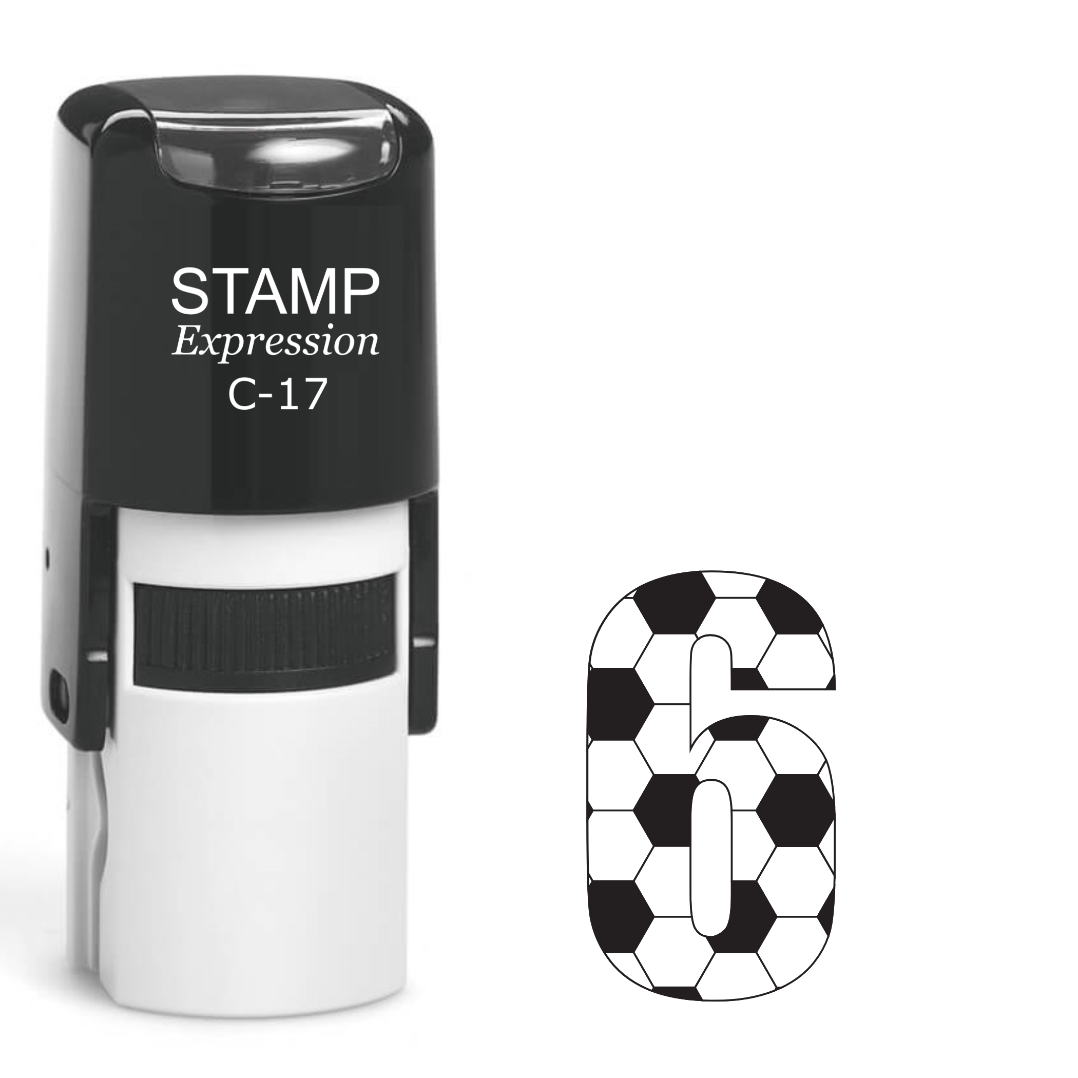Number six soccer ball Self Inking Rubber Stamp (SH-64649)