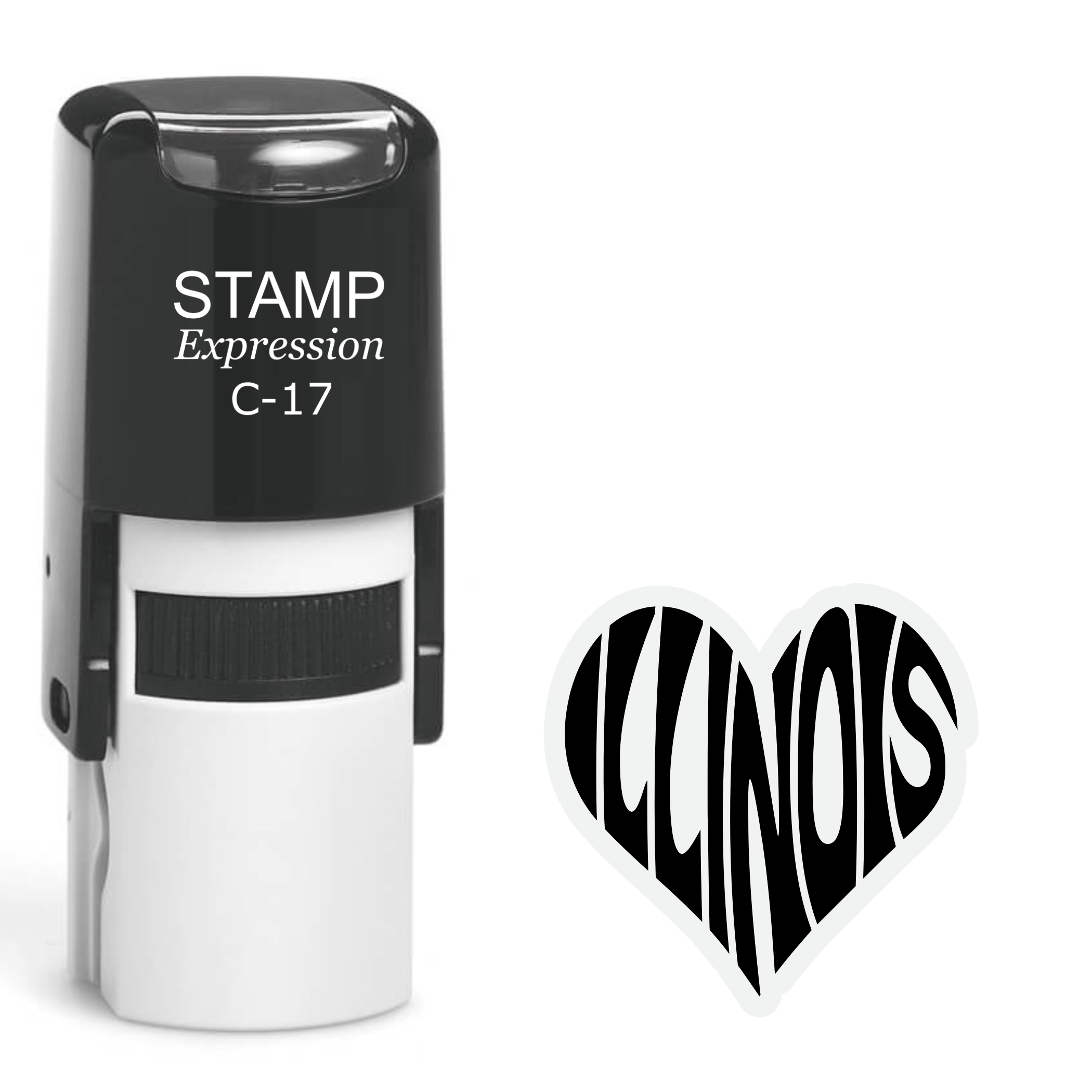 Illinois heart text Self Inking Rubber Stamp (SH-64653)