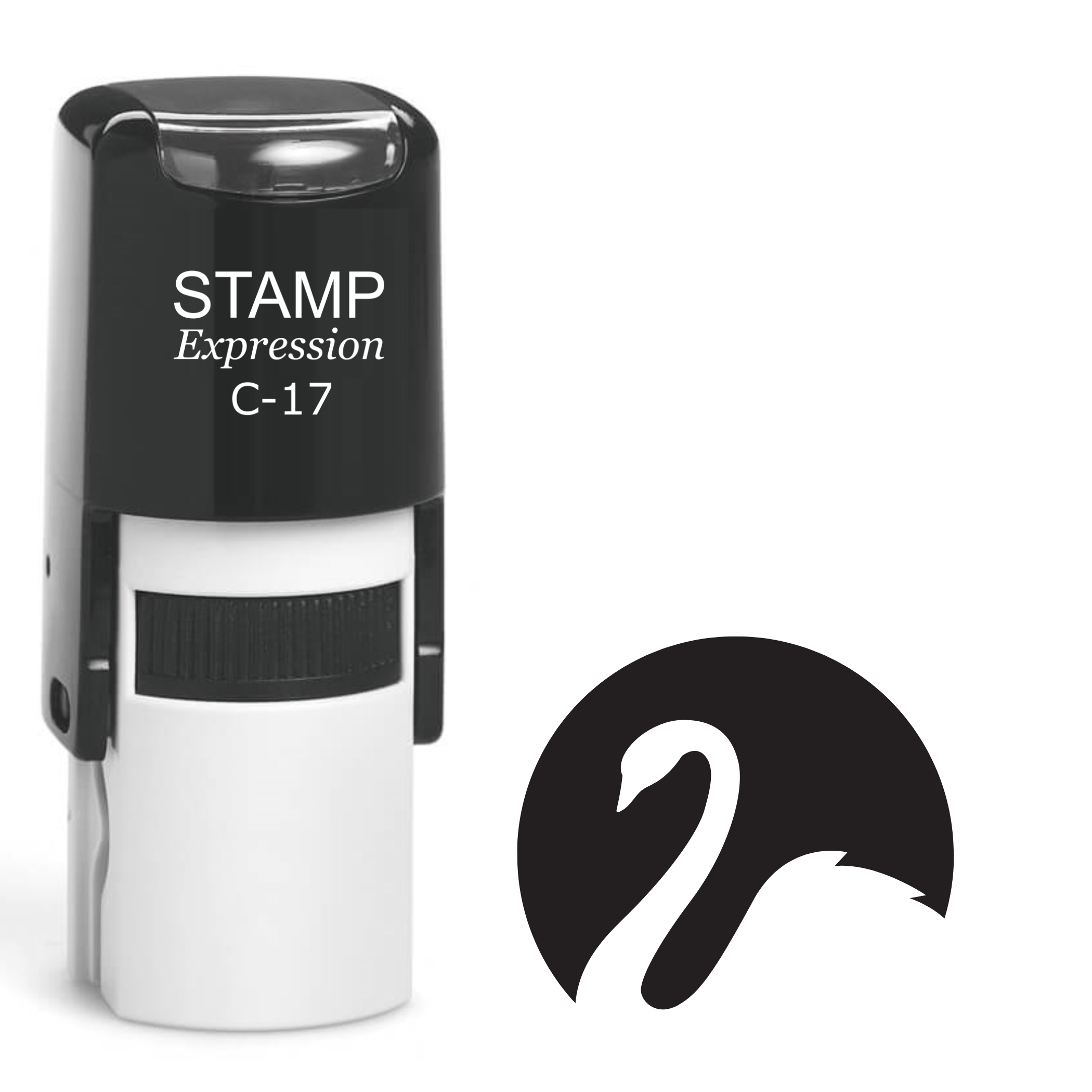 Swan silhouette in a circle Self Inking Rubber Stamp (SH-64657)