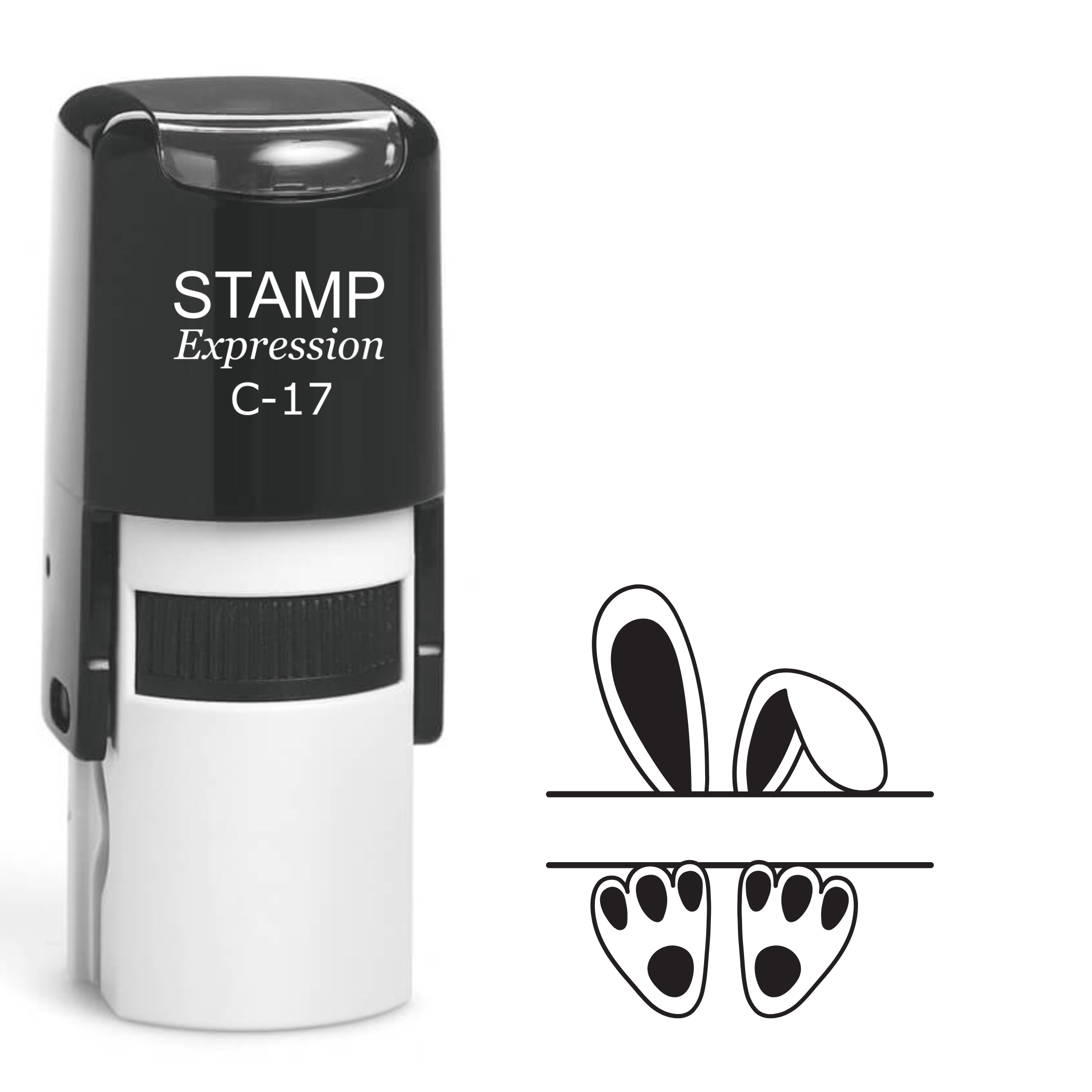 Bunny ears and feet with personalization line Self Inking Rubber Stamp (SH-64660)