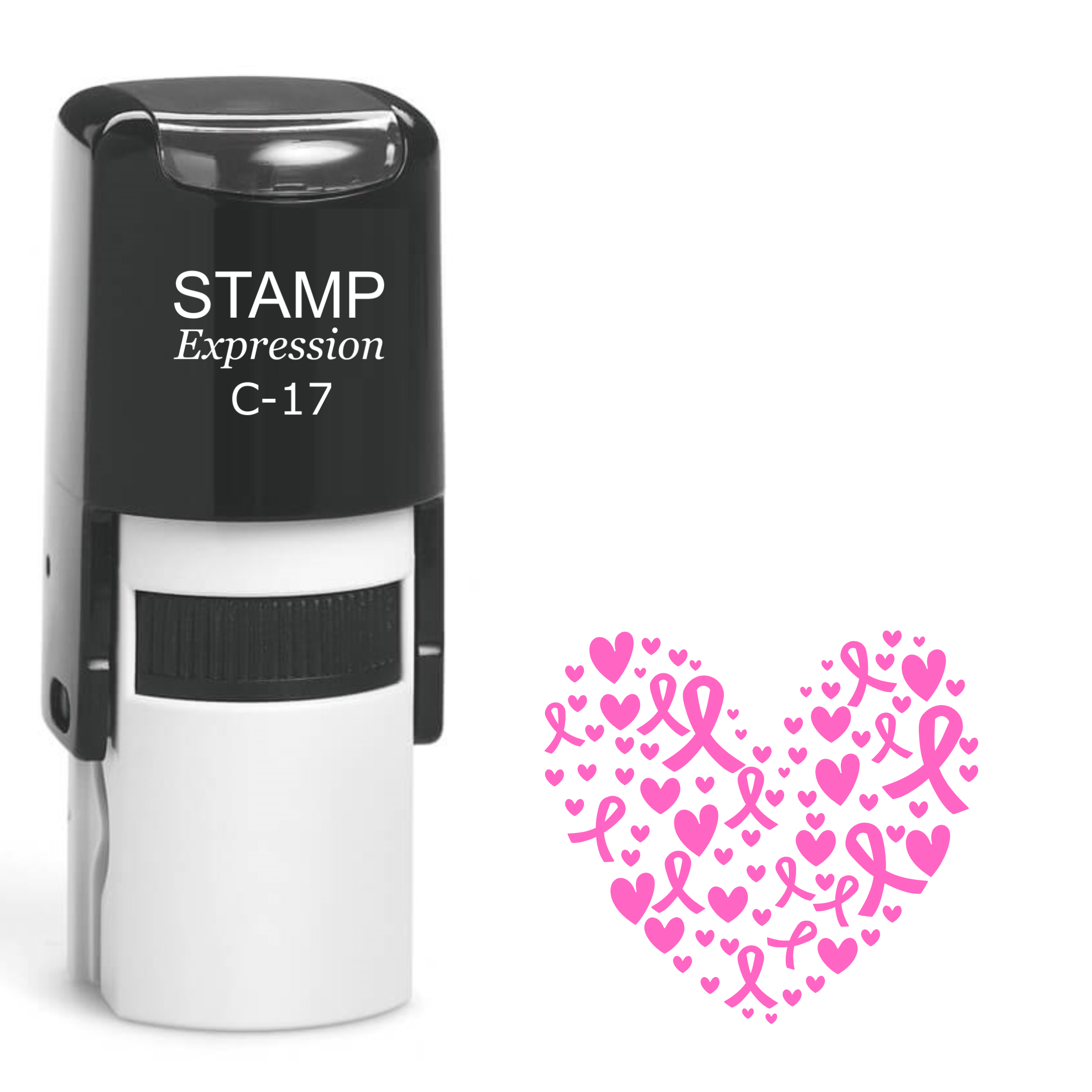 Breast cancer support heart Self Inking Rubber Stamp (SH-64663)