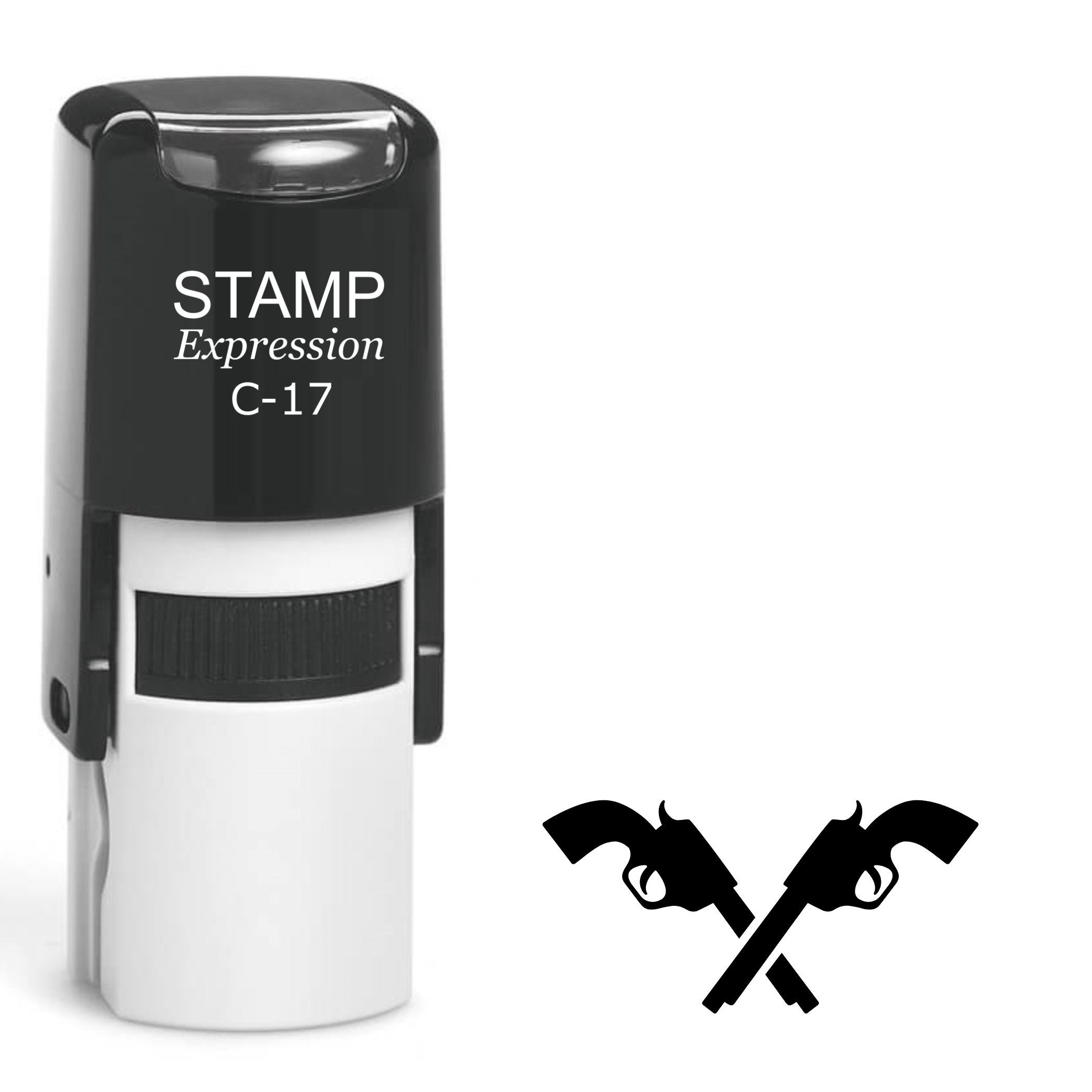 Two crossed guns silhouettes Self Inking Rubber Stamp (SH-64678)