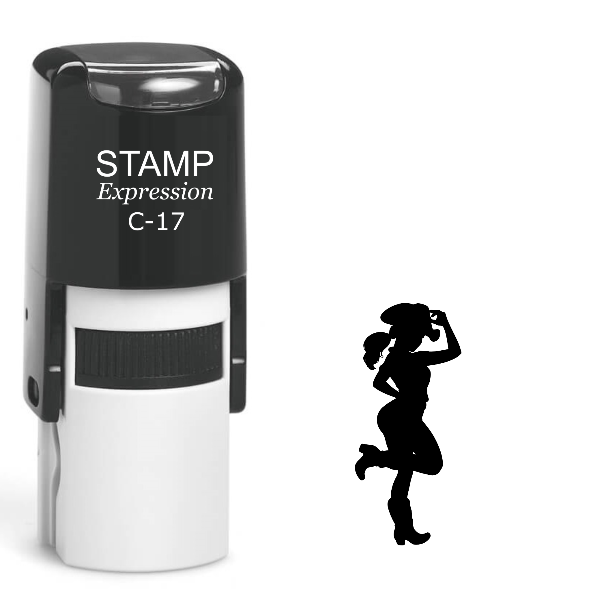 Cowgirl standing on one foot silhouette Self Inking Rubber Stamp (SH-64685)