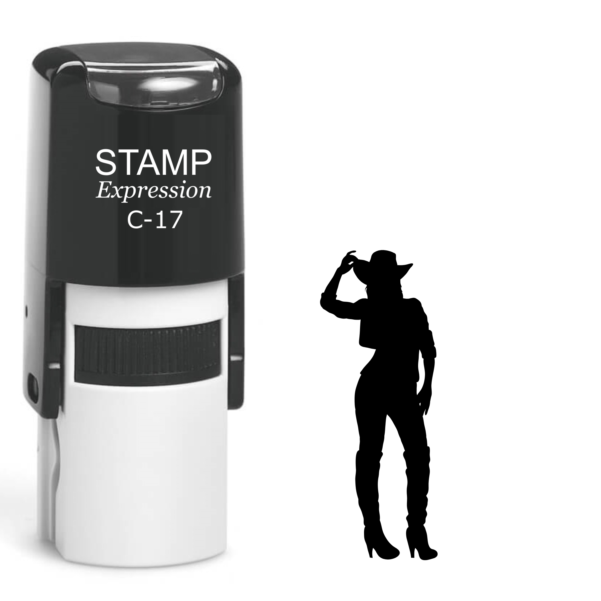 Stylish cowgirl silhouette Self Inking Rubber Stamp (SH-64688)