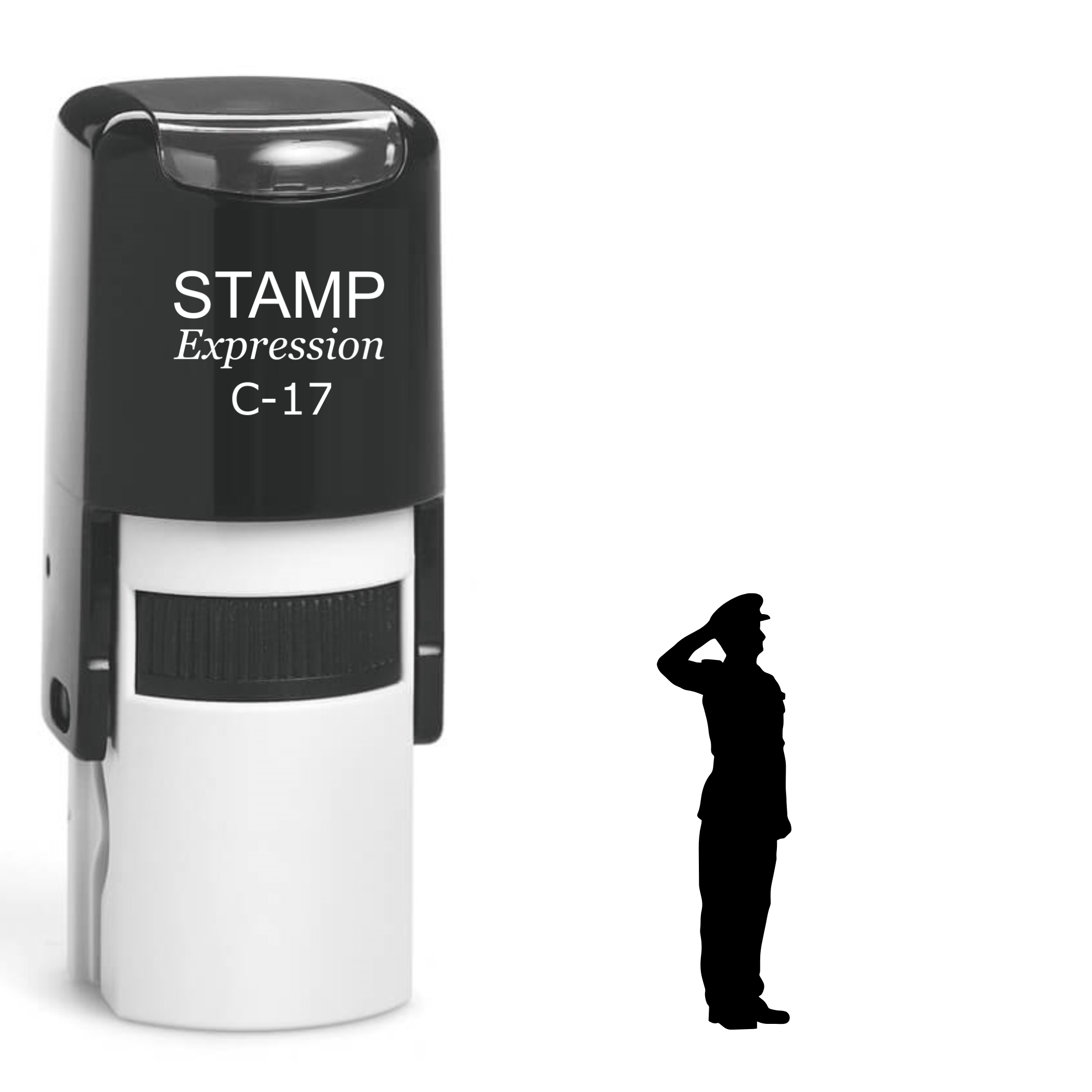 Saluting soldier wearing uniform Self Inking Rubber Stamp (SH-64700)