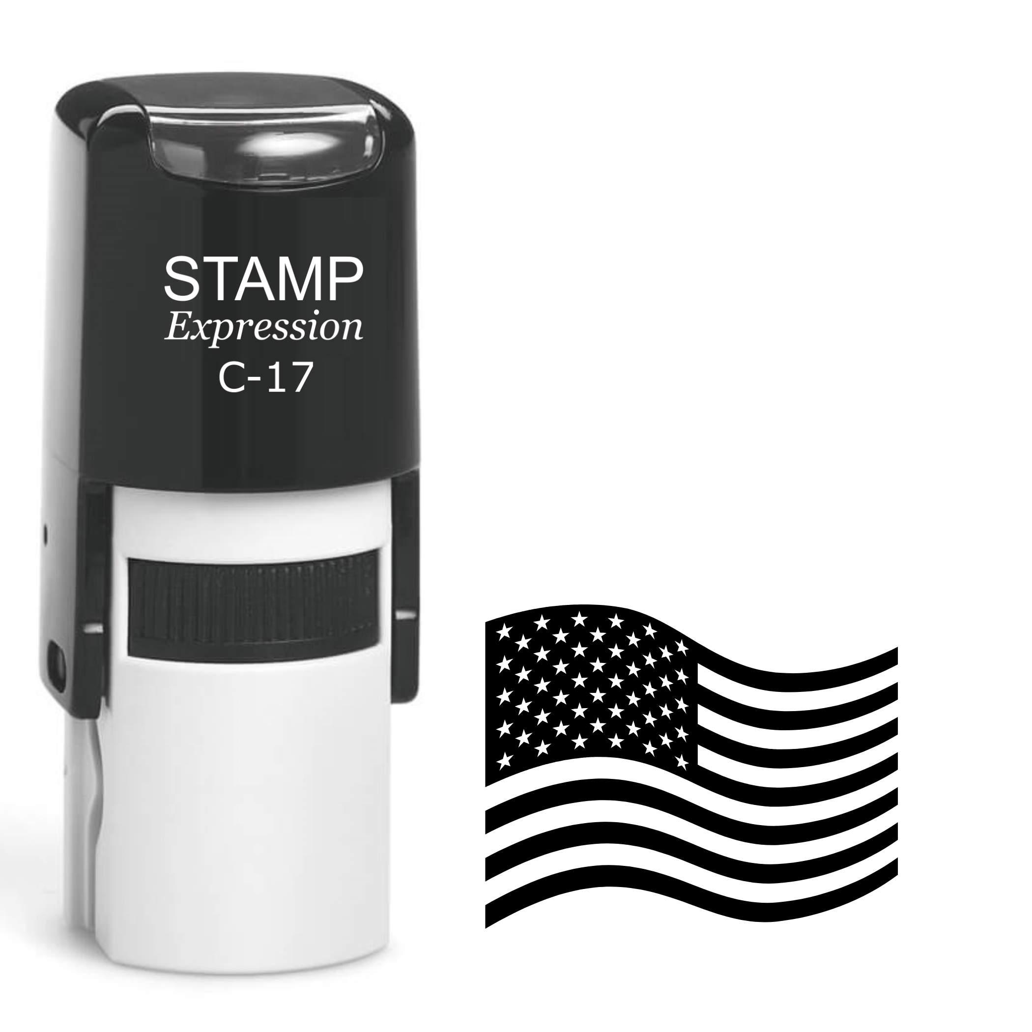 Waving American flag Self Inking Rubber Stamp (SH-64707)