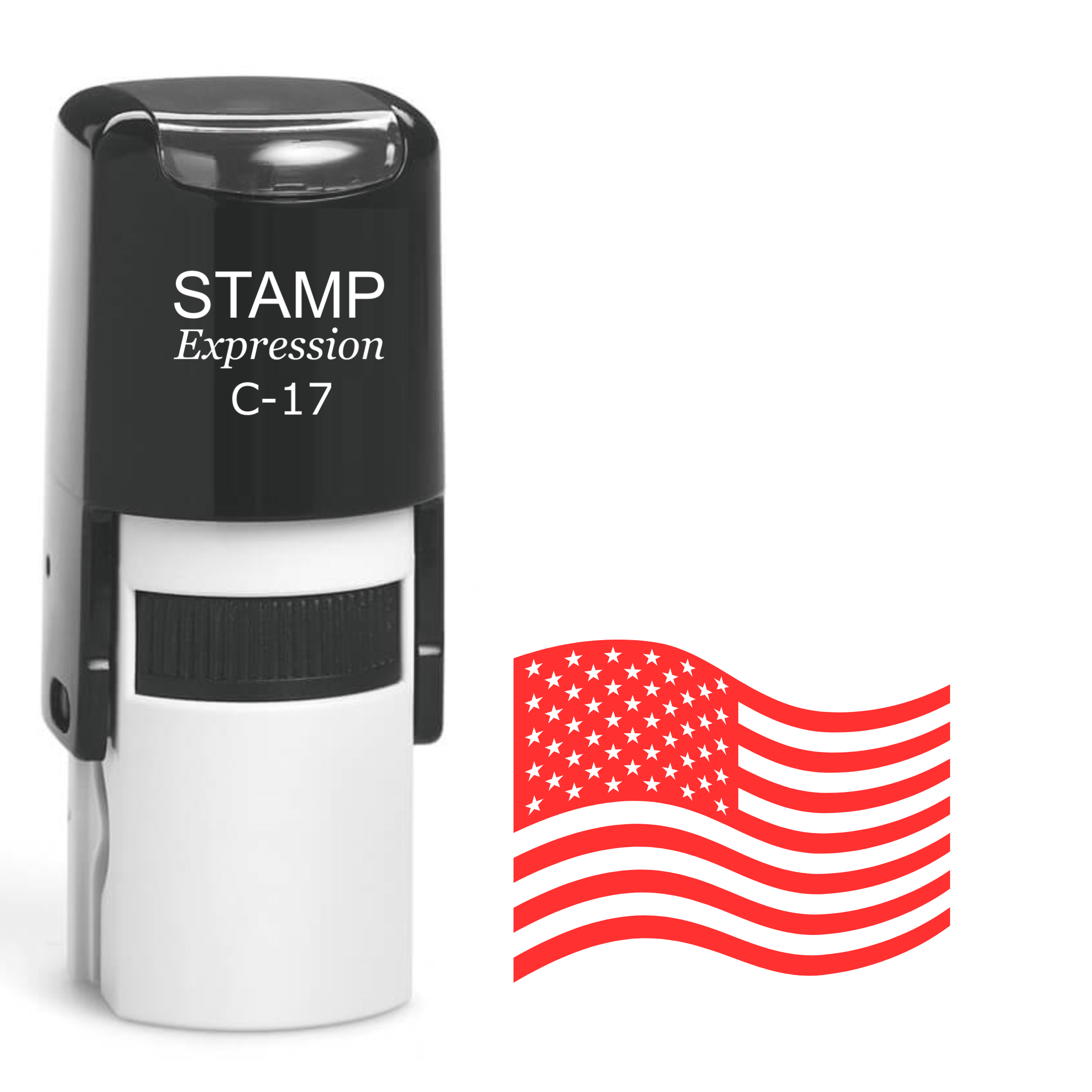 Waving American flag Self Inking Rubber Stamp (SH-64709)