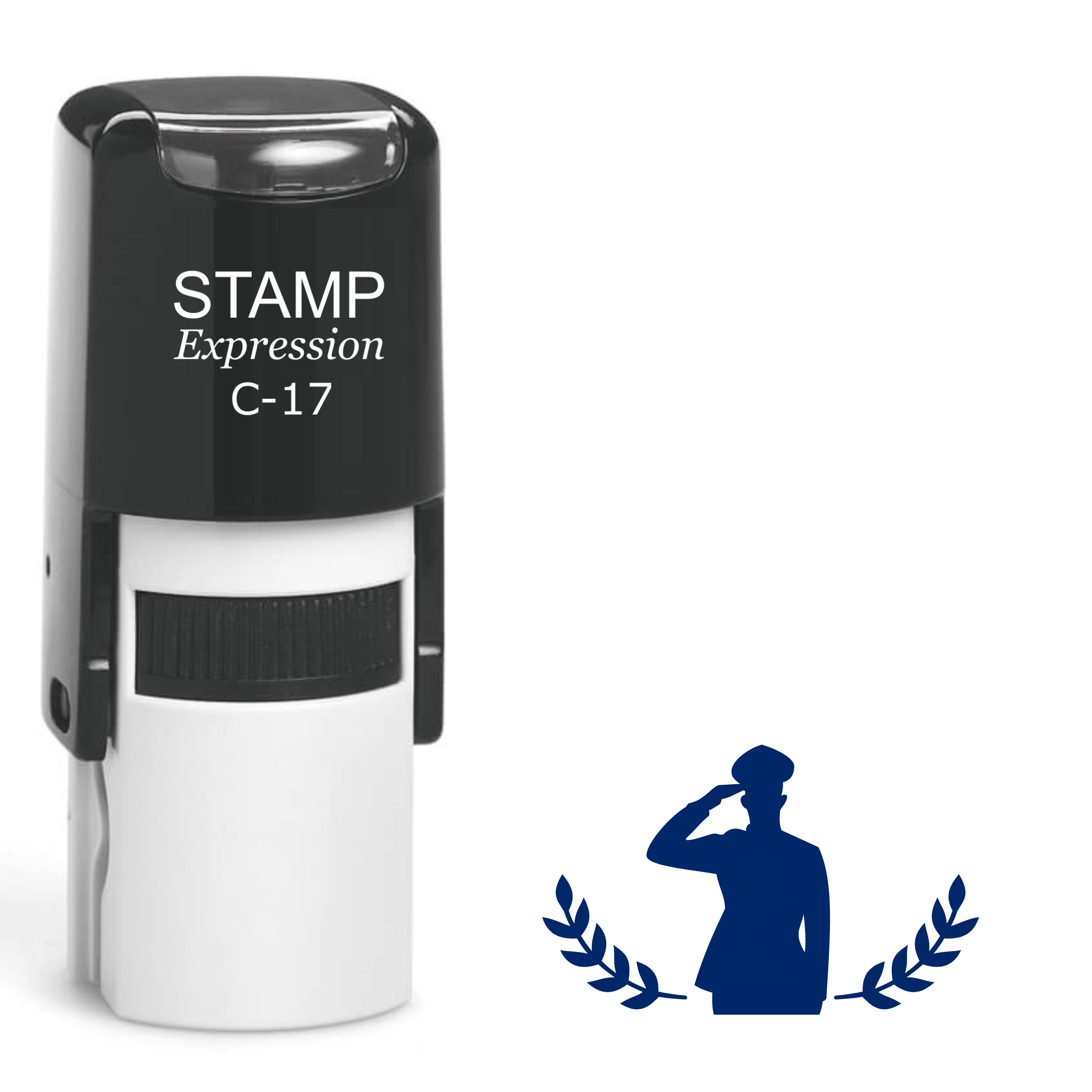 Saluting soldier with laurel branches Self Inking Rubber Stamp (SH-64716)